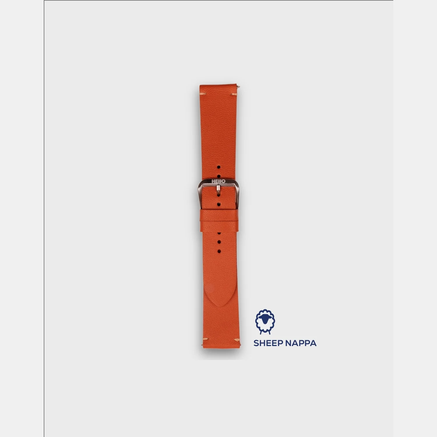 Men Sheep Nappa Leather Strap INTRO 2.0 DS-CARROT ORANGE 22 MM - Image 3