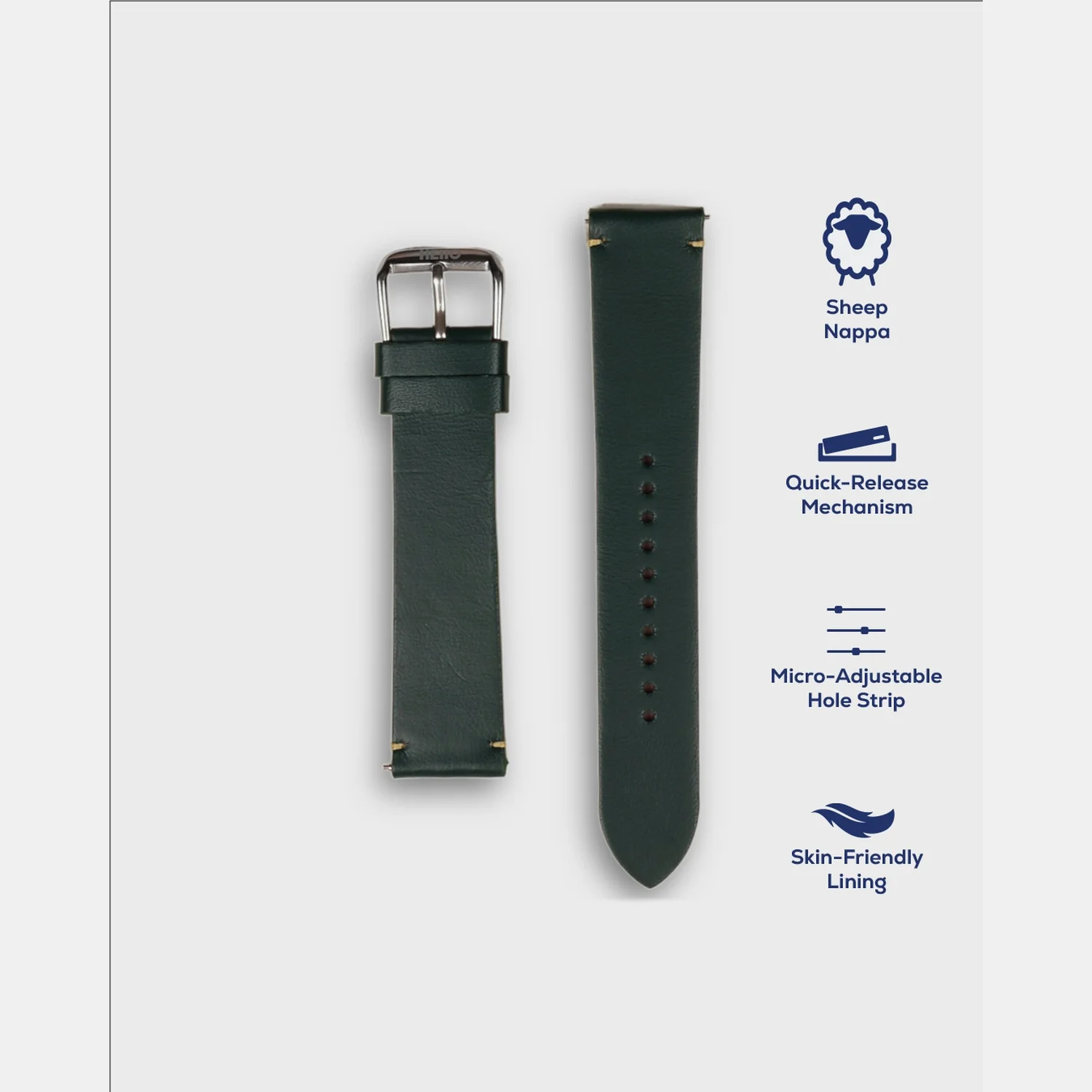 Men Sheep Nappa Leather Strap INTRO 2.0- DS - DEEP FOREST 22 MM - Image 4