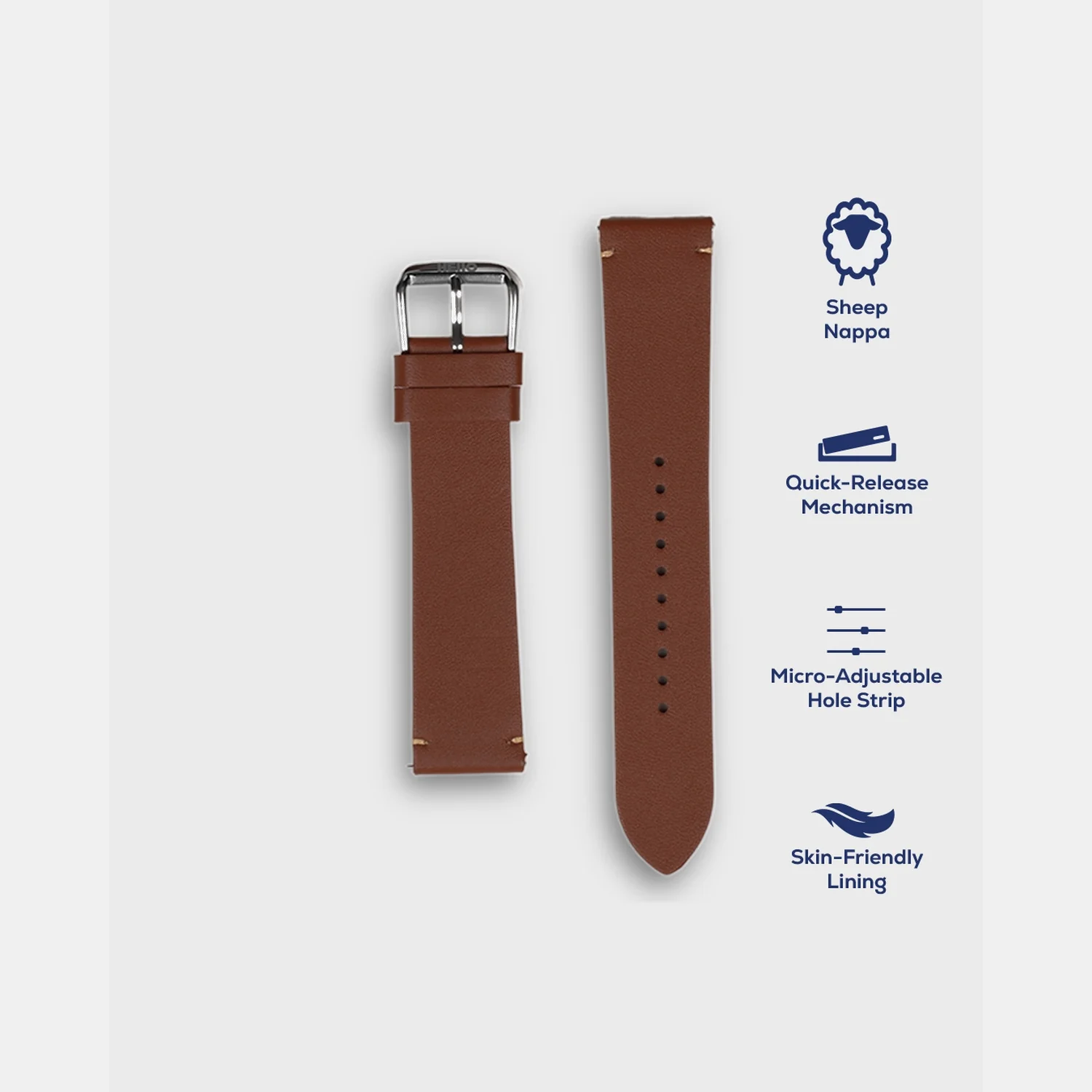 Men Sheep Nappa Leather Strap INTRO 2.0 DS- GINGERBREAD 18 MM - Image 4