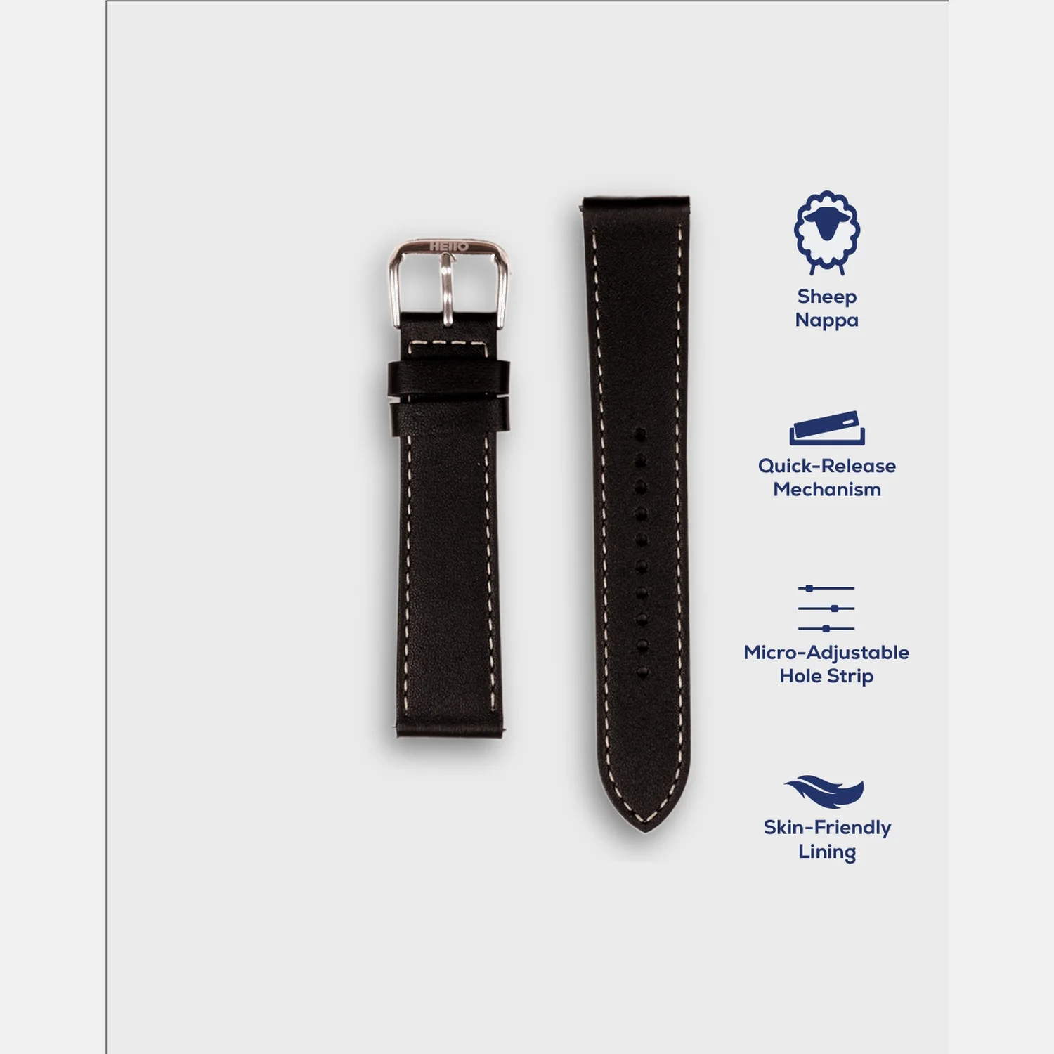 Men Sheep Nappa Leather Strap INTRO 2.0 PS - BLACK HAWK 18 MM - Image 4