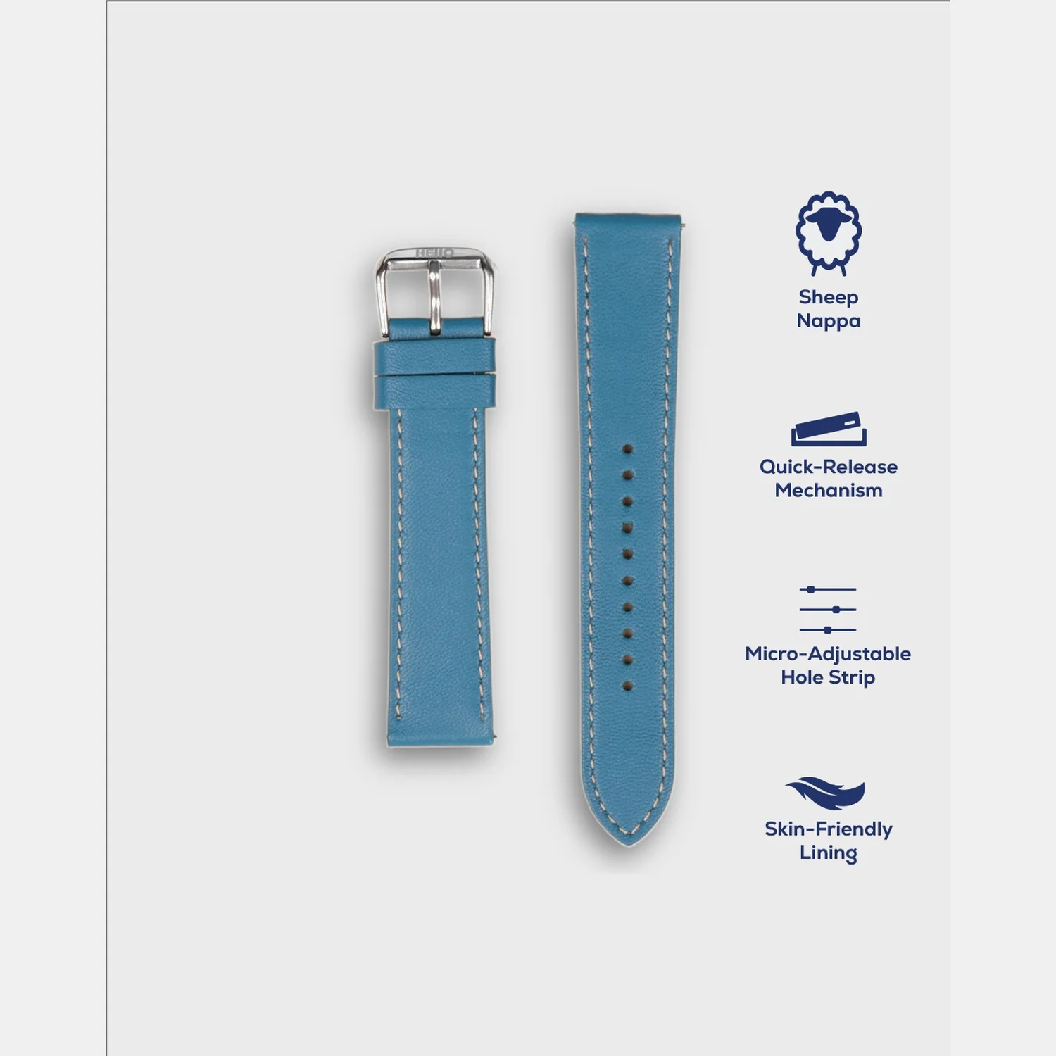 Men Sheep Nappa Leather Strap INTRO 2.0 PS - IGUANA BLUE 20 MM - Image 4