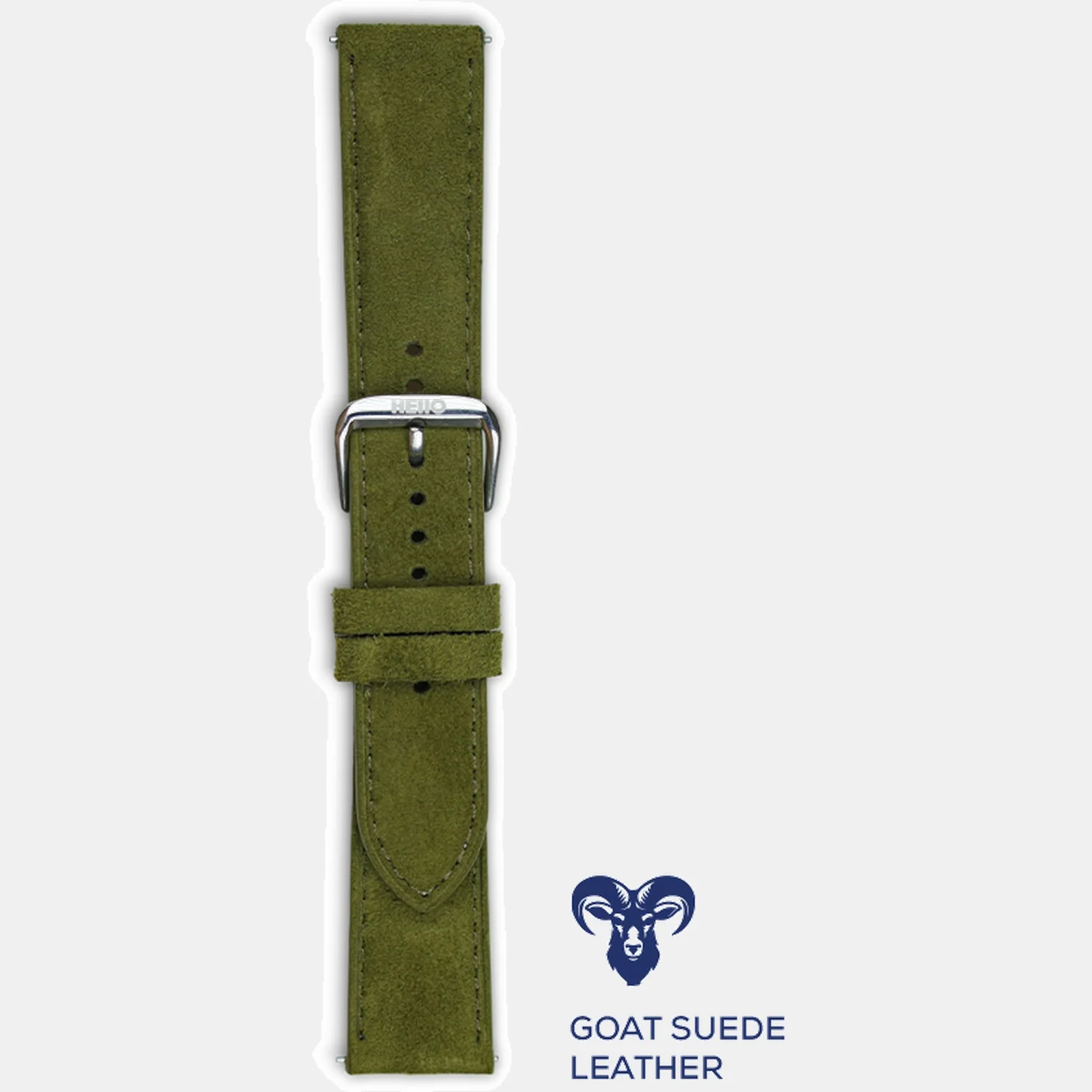 Men Suede Leather Strap GRACE IN SUEDE- OLIVE MOSS 18 MM - Image 3
