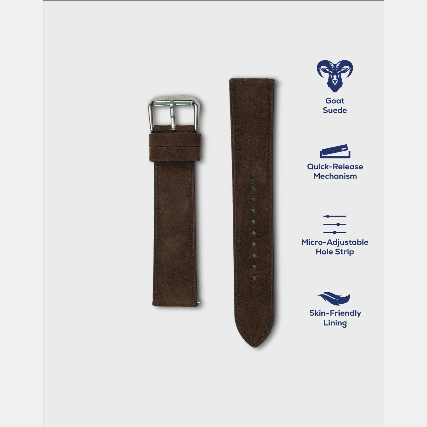 Men Suede Leather Strap GRACE IN SUEDE- WET EARTH 22 MM - Image 4