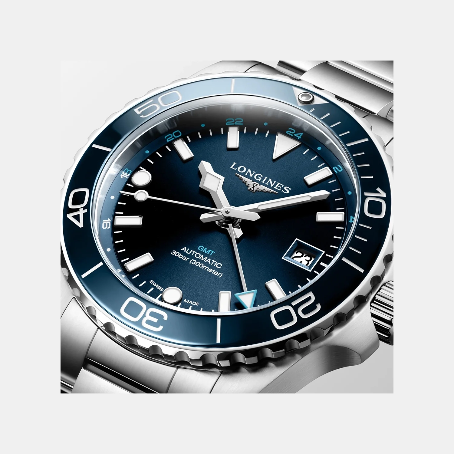 HydroConquest GMT Men Automatic Blue Dial Analog Stainless Steel Watch L37904966 - Image 2