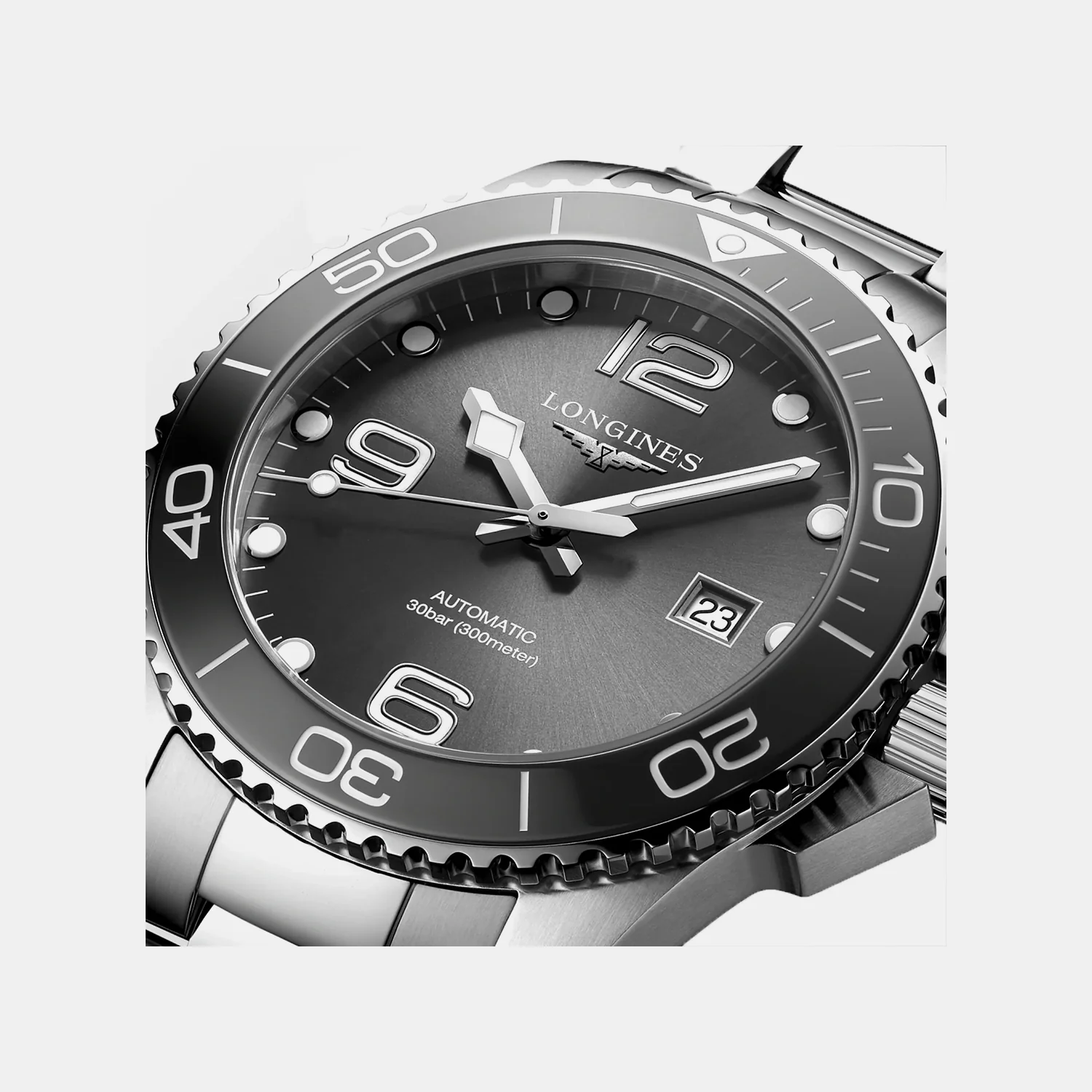 Hydroconquest Men Quartz Grey Dial Analog Stainless Steel Watch L37824766 - Image 2