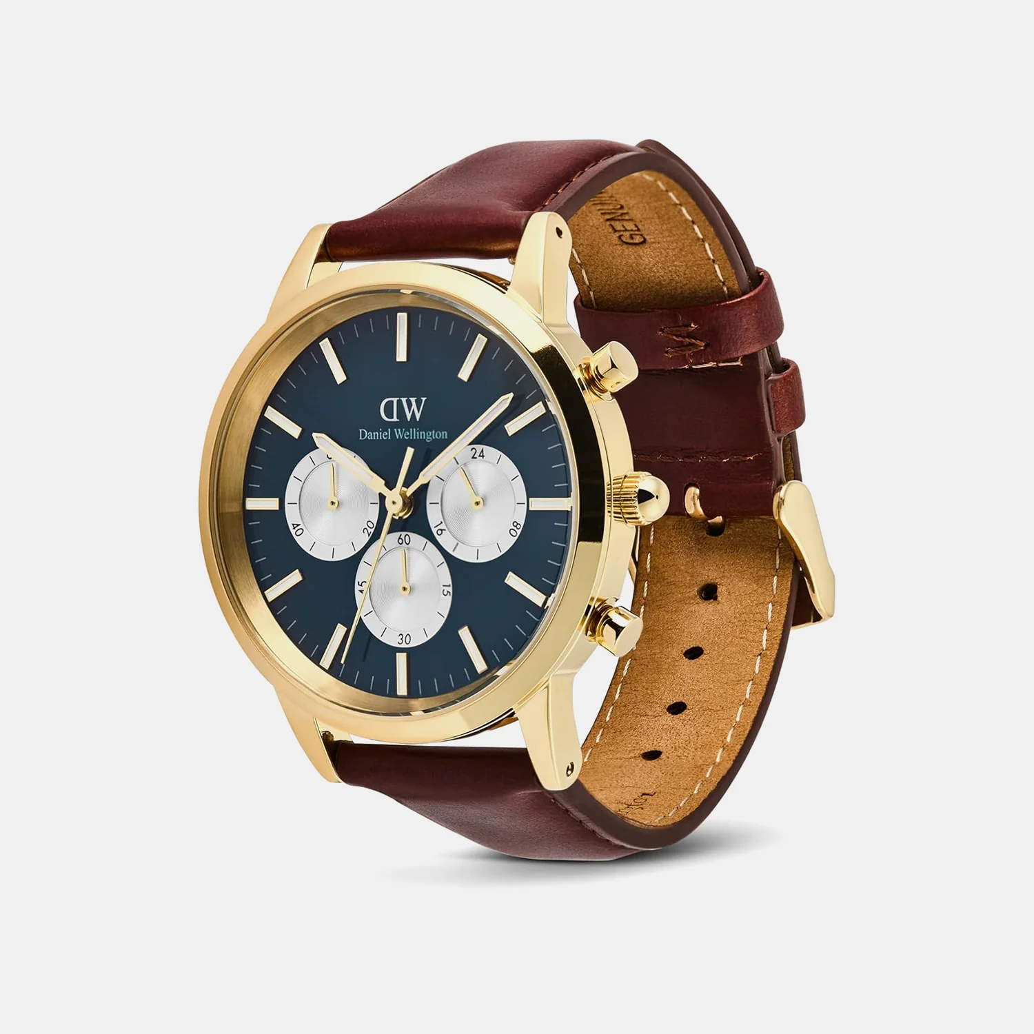 Iconic Arctic Panda Men Quartz Blue Dial Chronograph Leather Watch DW00100875 - Image 2