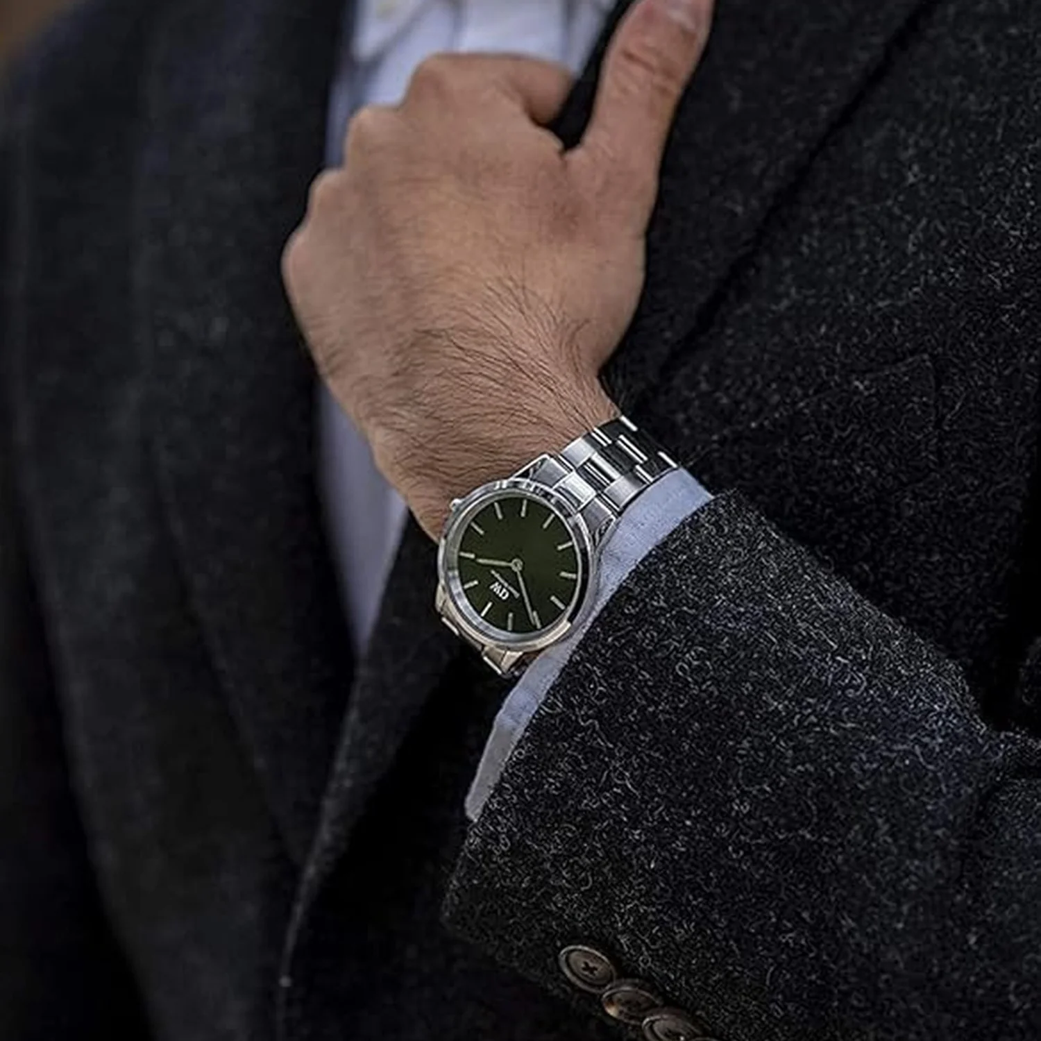 Iconic Link Men Quartz Green Dial Analog Stainless Steel Watch DW00100427K - Image 5