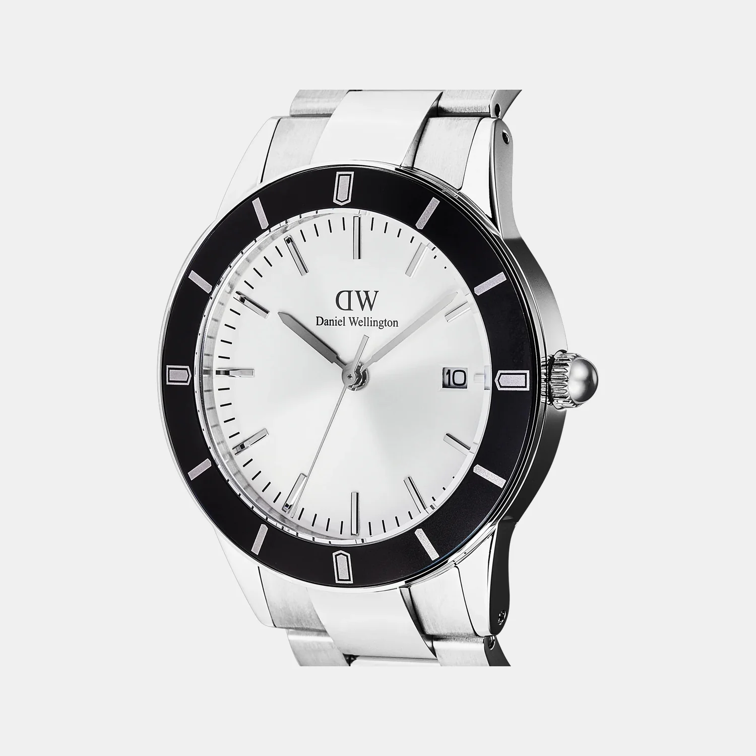 Index Bezel Men Quartz Black Dial Analog Stainless Steel Watch DW00100819K - Image 2