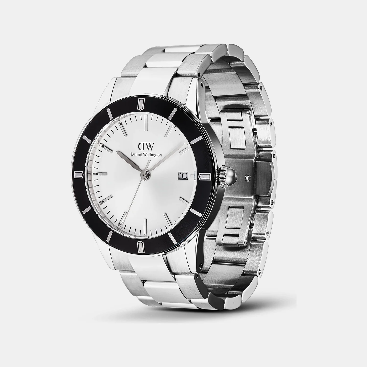 Index Bezel Men Quartz Black Dial Analog Stainless Steel Watch DW00100819K - Image 4