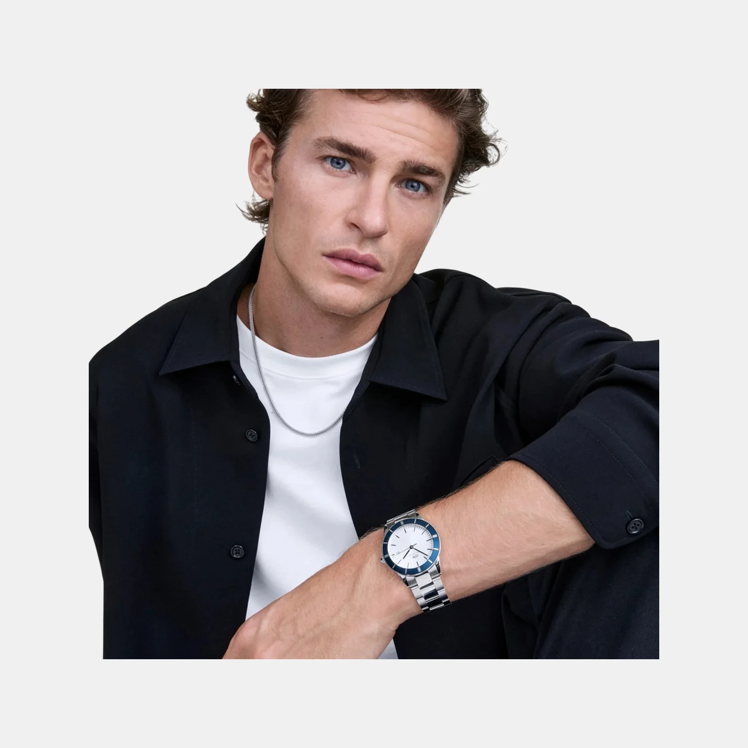 Index Bezel Men Quartz White Dial Analog Stainless Steel Watch DW00100818K - Image 6