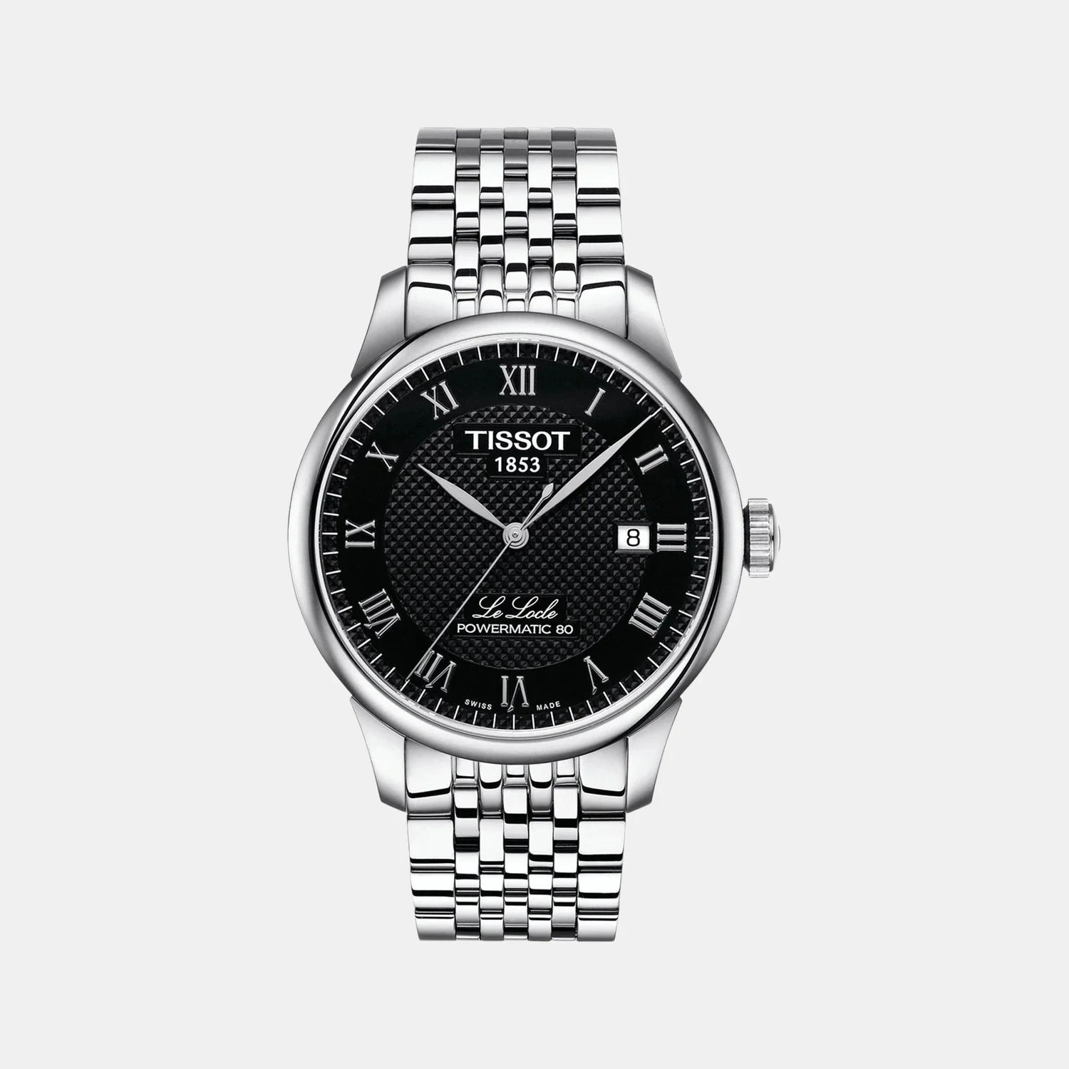 Le Locle Men Analog Black Dial Automatic Stainless Steel Watch T0064071105300