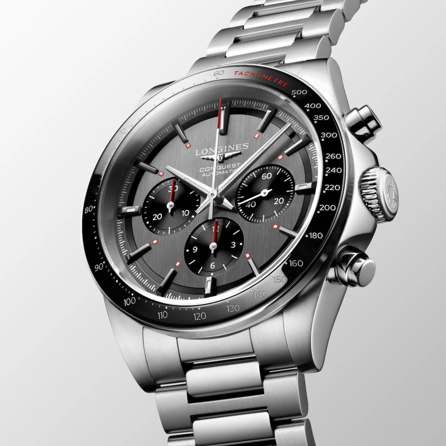 Conquest Men Automatic Anthracite Dial Chronograph Stainless Steel Watch L38364529 - Image 2