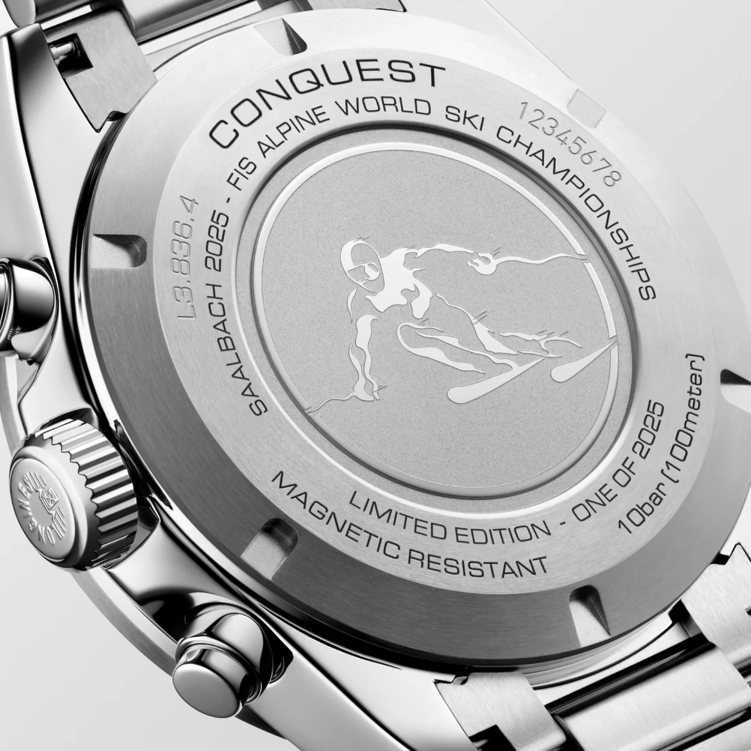 Conquest Men Automatic Anthracite Dial Chronograph Stainless Steel Watch L38364529 - Image 3