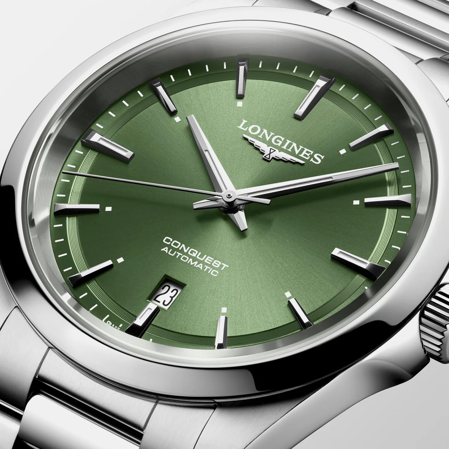 Conquest Men Automatic Green Dial Analog Stainless Steel Watch L38304026 - Image 2