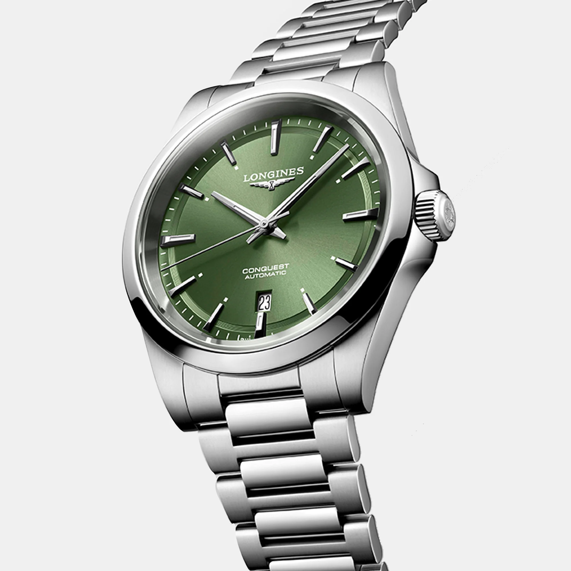 Conquest Men Automatic Green Dial Analog Stainless Steel Watch L38304026 - Image 3