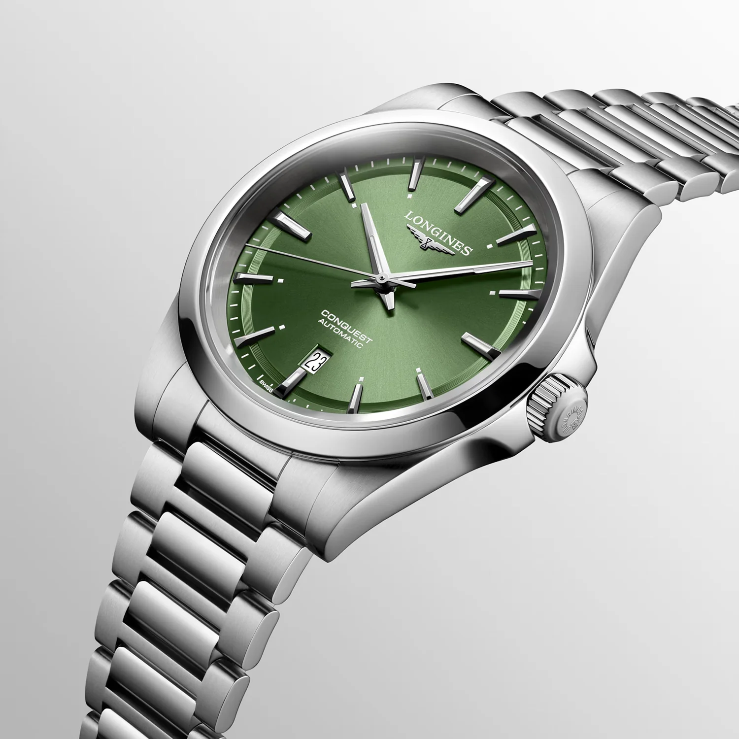 Conquest Men Automatic Green Dial Analog Stainless Steel Watch L38304026 - Image 5