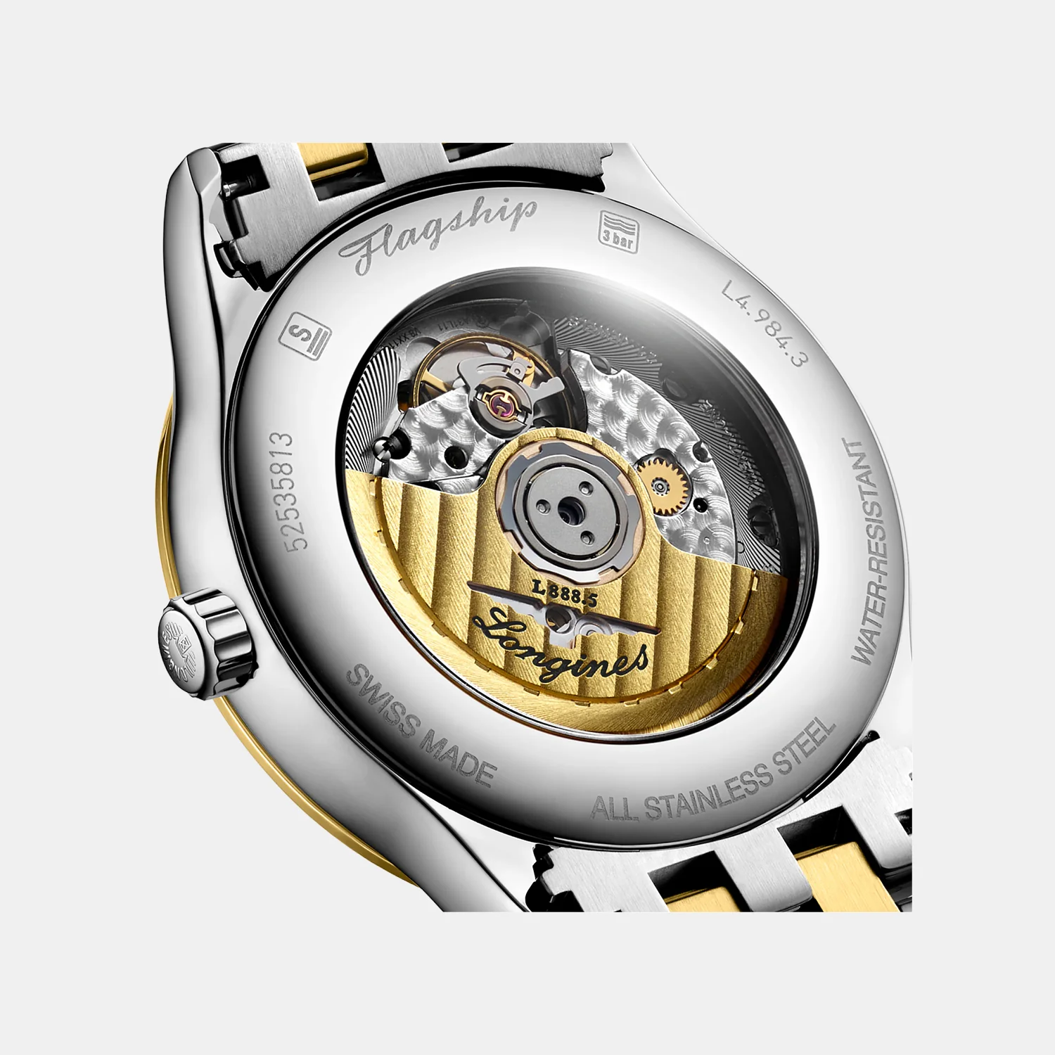 Flagship Classic Men Automatic Gold Dial Analog Stainless Steel Watch L49843387 - Image 2