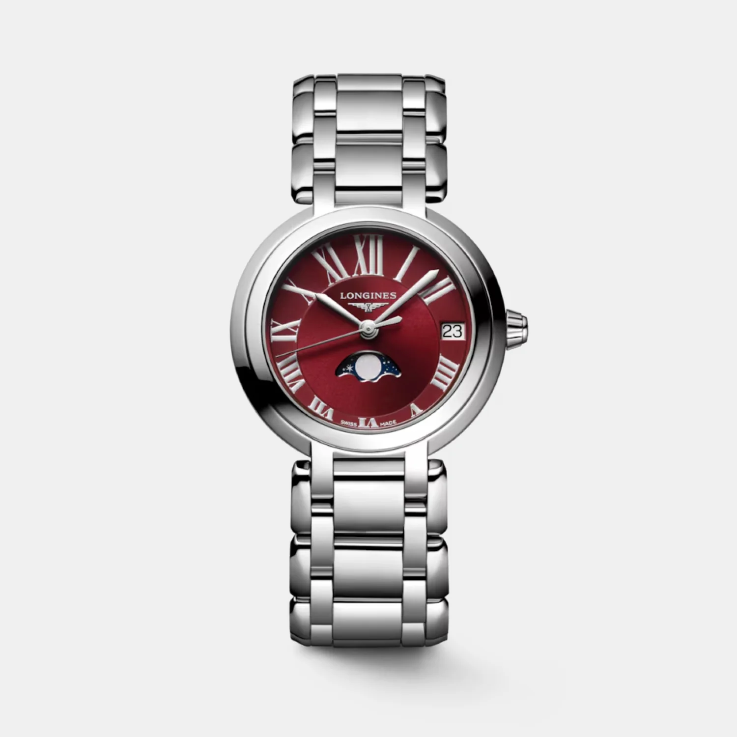 Primaluna Moonphase Women Quartz Red Dial Analog Stainless Steel Watch L81154926