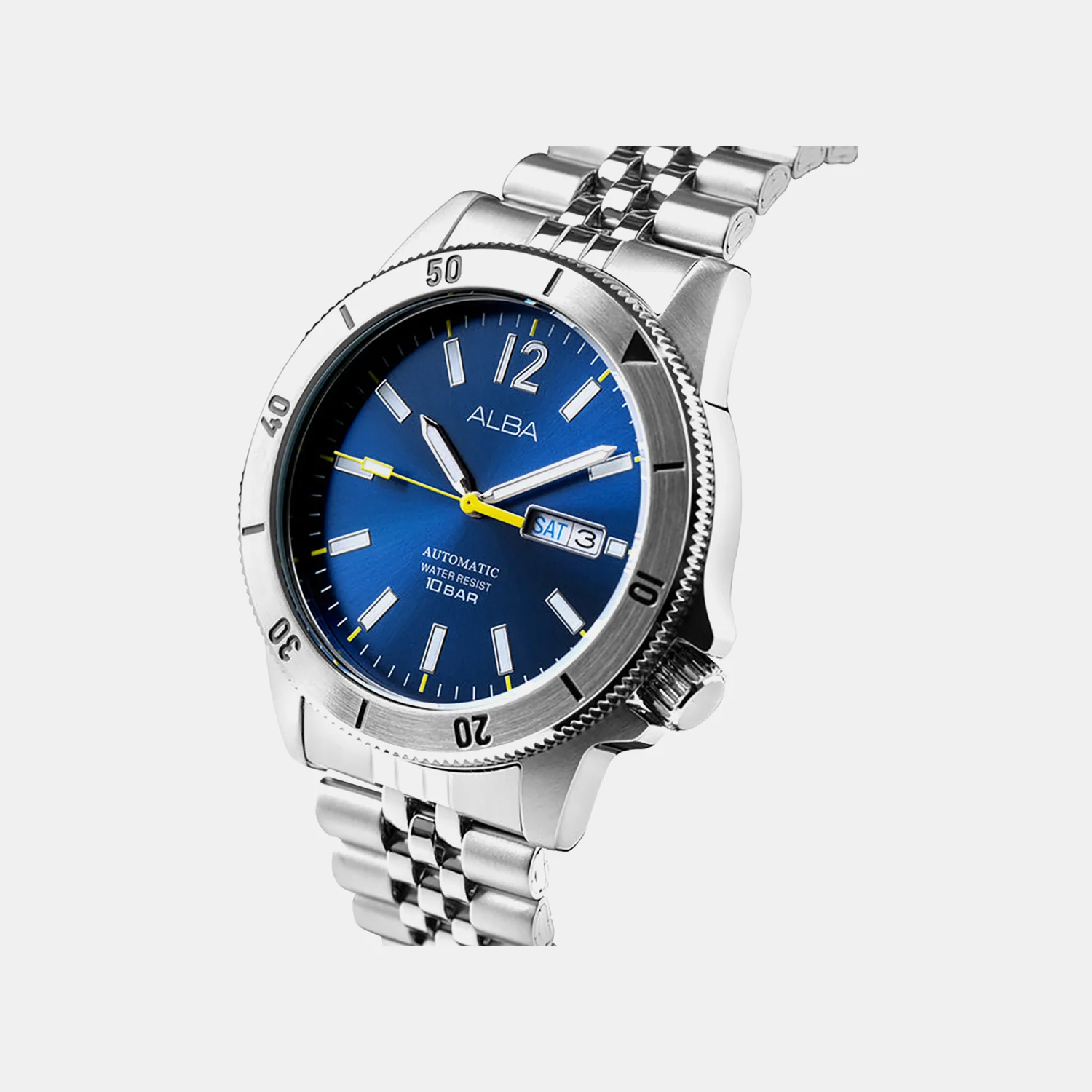 Men Automatic Blue Dial Analog Stainless Steel Watch AL4649X1 - Image 2