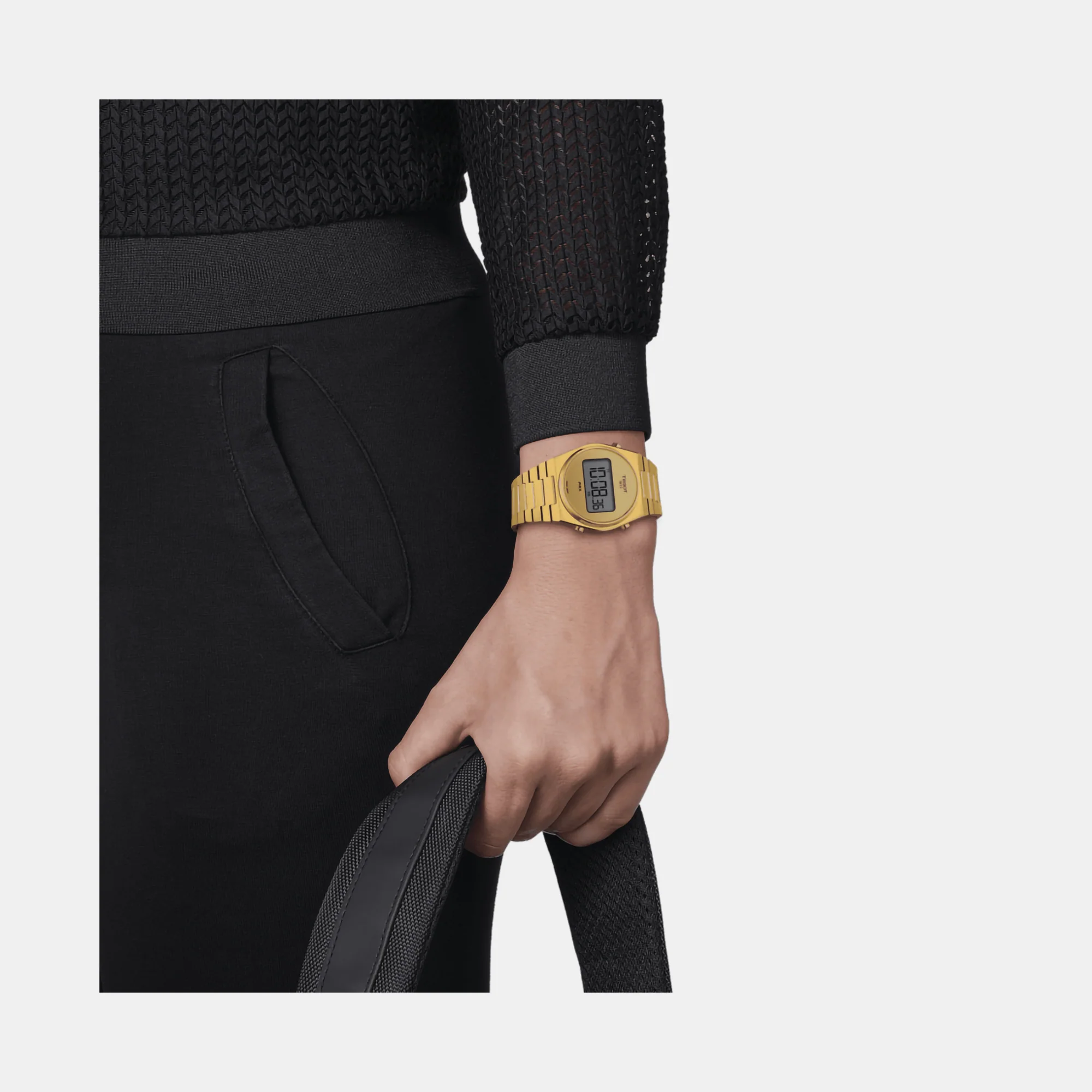 Men Gold Digital Stainless Steel Watch T1372633302000 - Image 5
