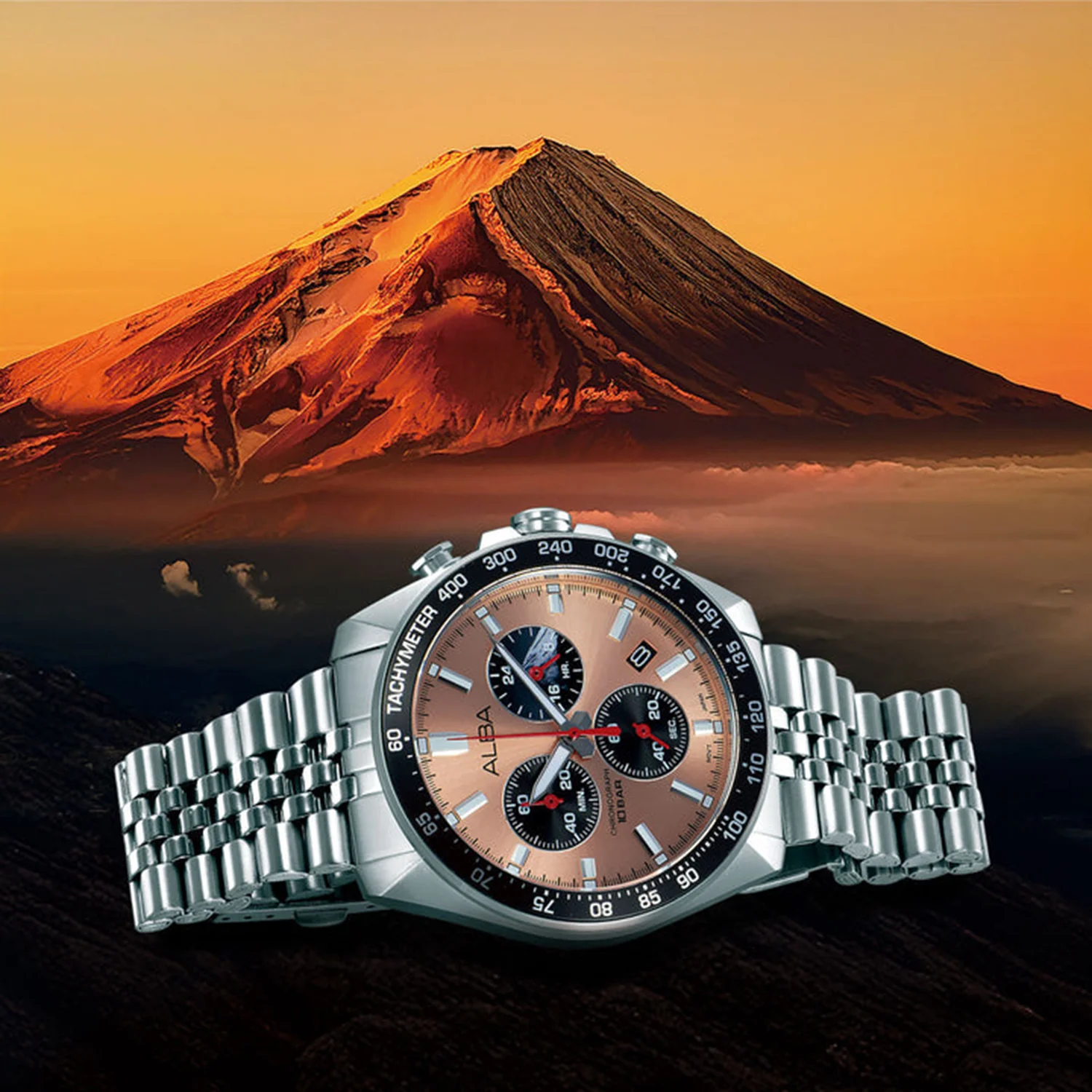 Men Quartz Copper Dial Chronograph Stainless Steel Watch AX7023X1 - Image 3
