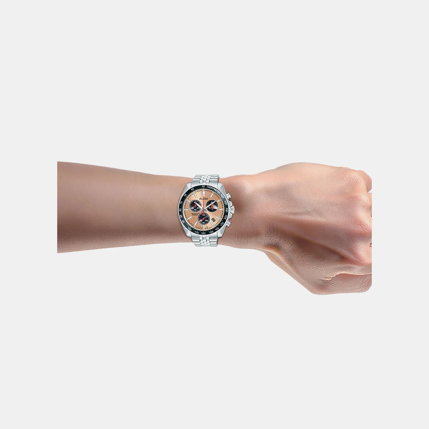 Men Quartz Copper Dial Chronograph Stainless Steel Watch AX7023X1 - Image 4