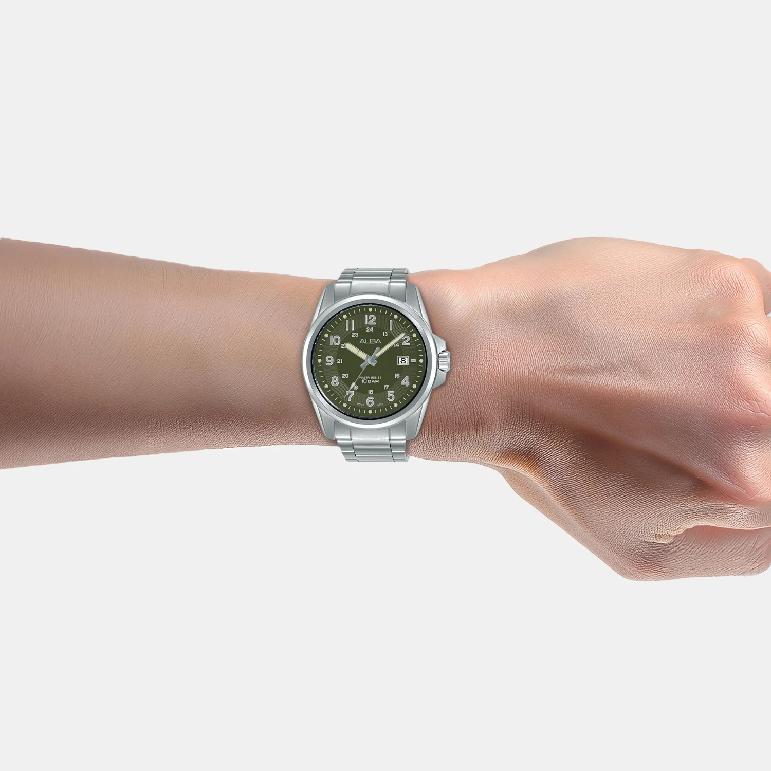 Men Quartz Green Dial Analog Stainless Steel Watch AS9V99X1 - Image 4