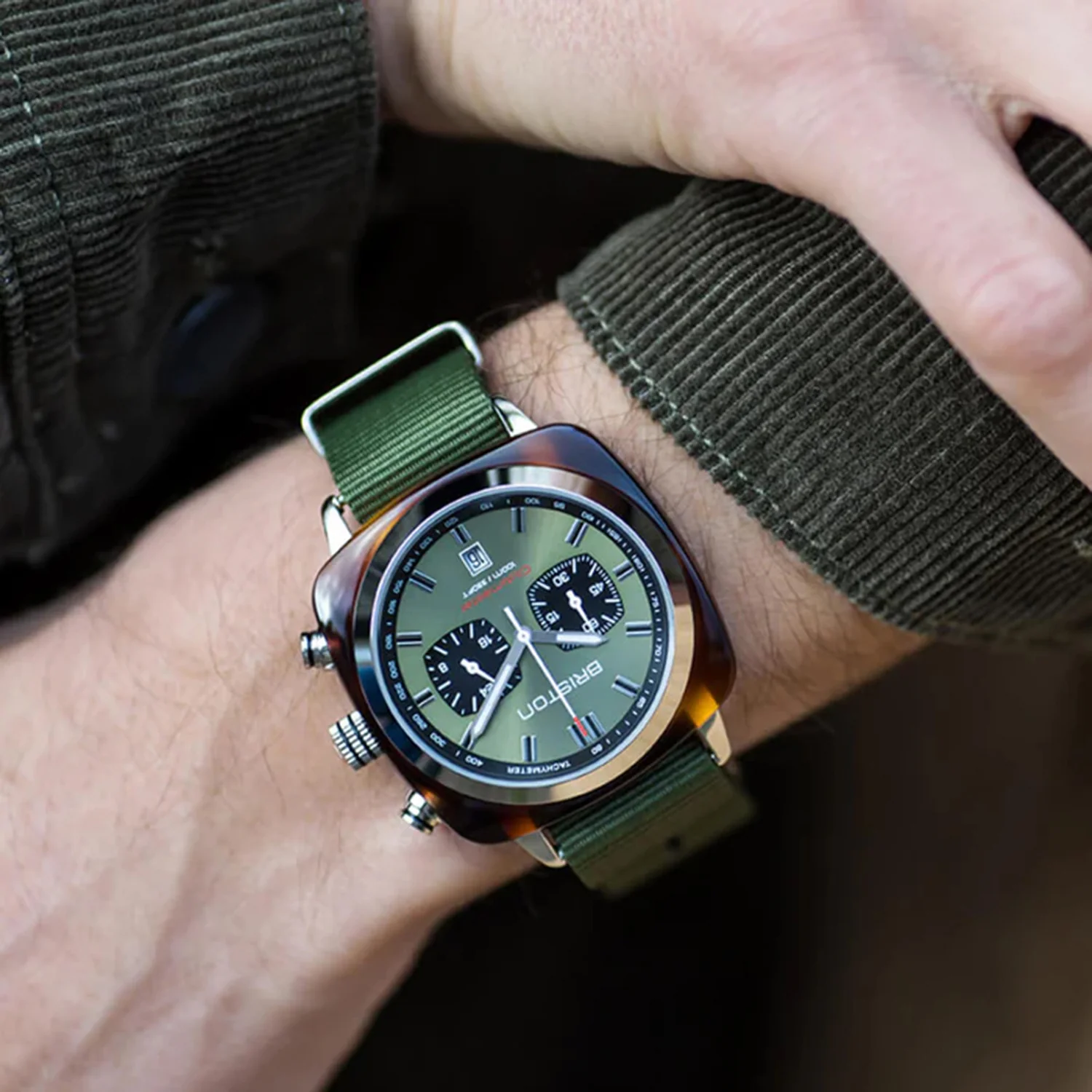 Men Quartz Olive Green Dial Analog NATO Watch 20142.SA.TS.26.NOL - Image 4