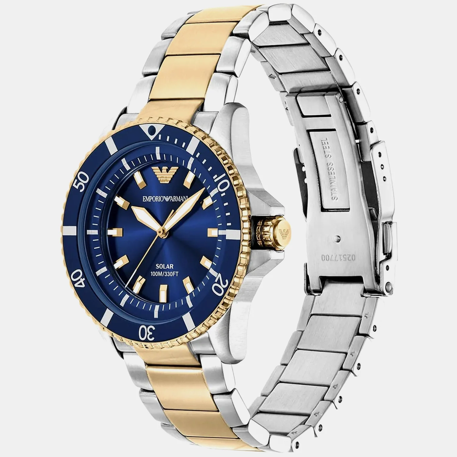 Men Solar Blue Dial Analog Metal Watch AR11738 - Image 3