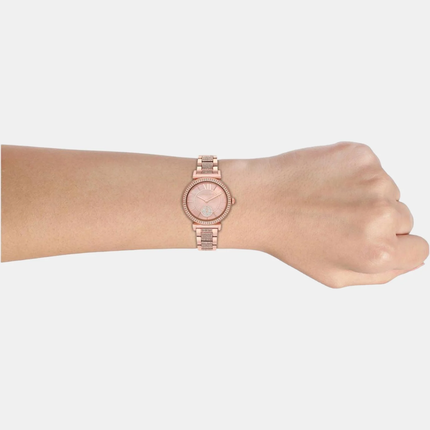 Abbey Women Quartz Pink Dial Analog Stainless Steel Watch MK4617 - Image 4