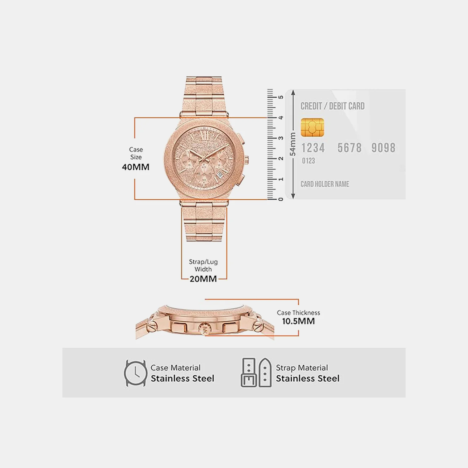 Billie Women Quartz Rose Gold Dial Analog Stainless Steel Watch MK7557 - Image 6