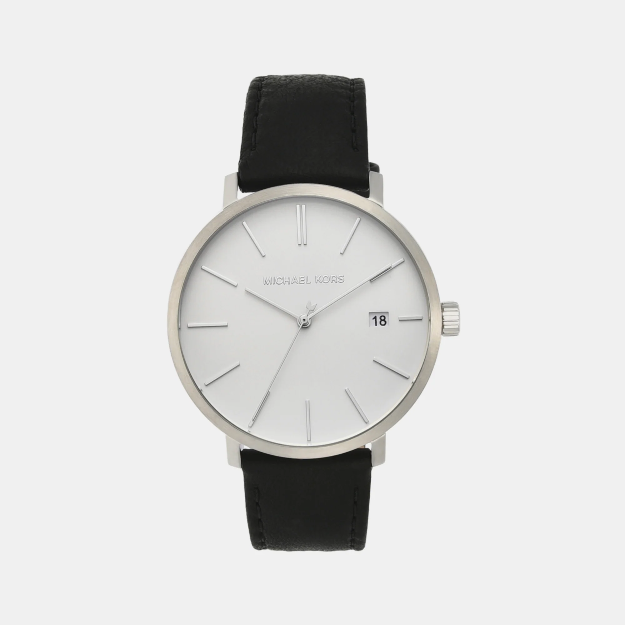 Blake Men Quartz Silver Dial Analog Leather Watch MK8674