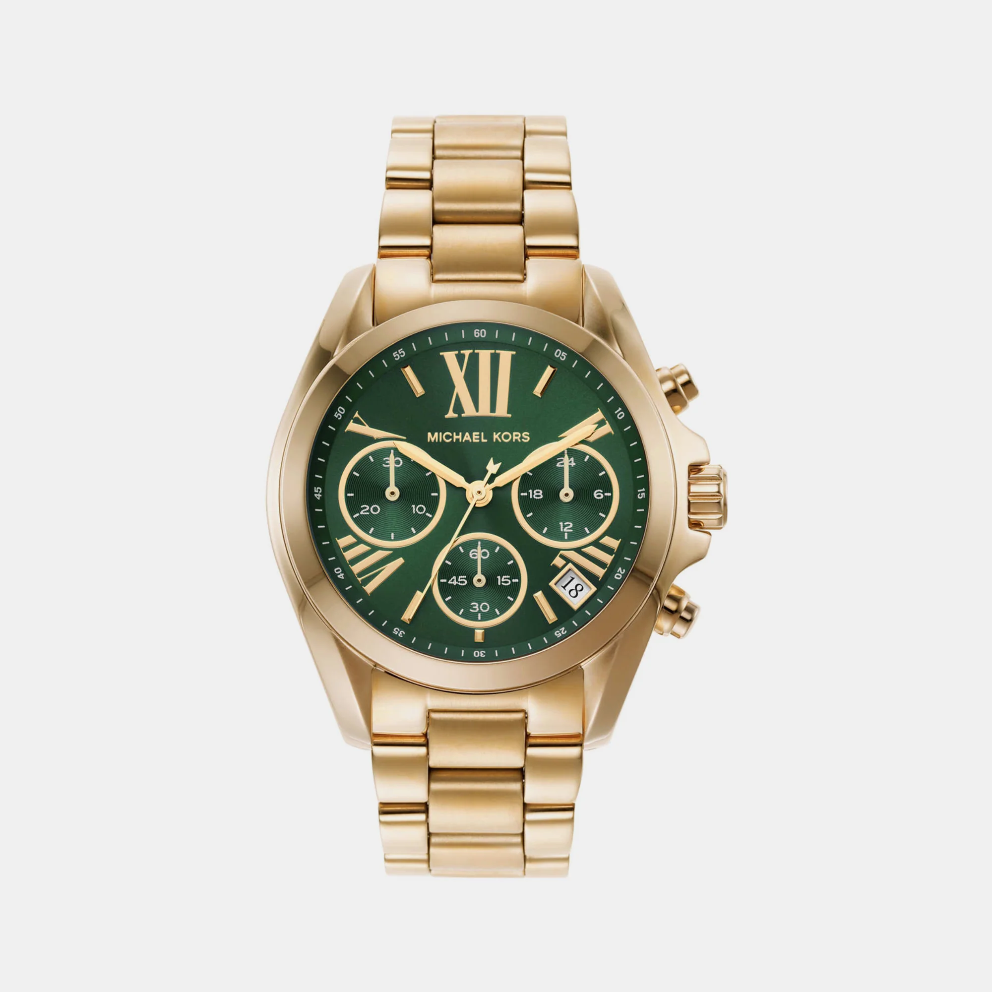 Bradshaw Women Quartz Green Dial Chronograph Stainless Steel Watch MK7257