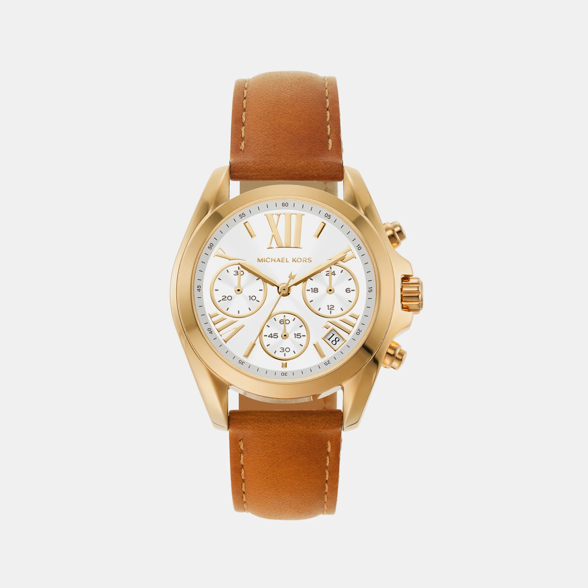 Bradshaw Women Quartz White Dial Chronograph Leather Watch MK2961