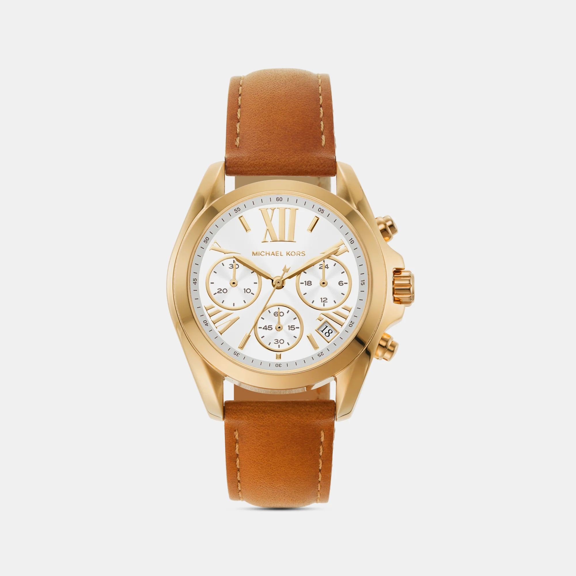 Bradshaw Women Quartz White Dial Chronograph Leather Watch MK2961 - Image 3
