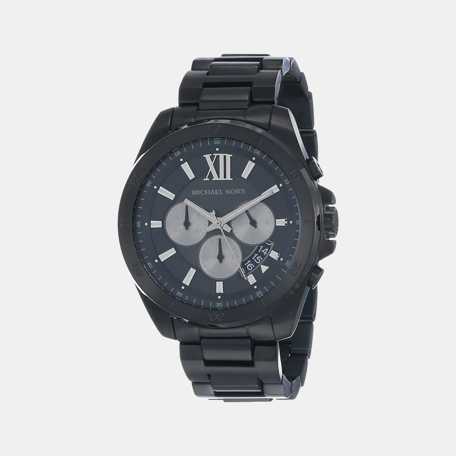Brecken Men Quartz Black Dial Chronograph Stainless Steel Watch MK8858