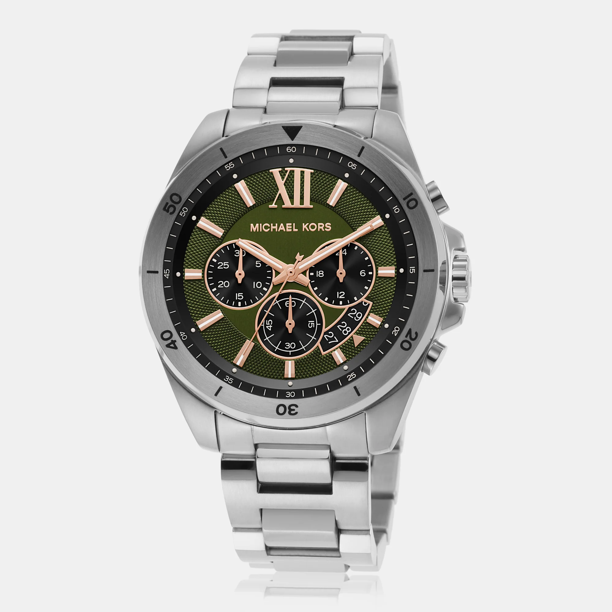 Brecken Men Quartz Green Dial Chronograph Stainless Steel Watch MK8984 - Image 2