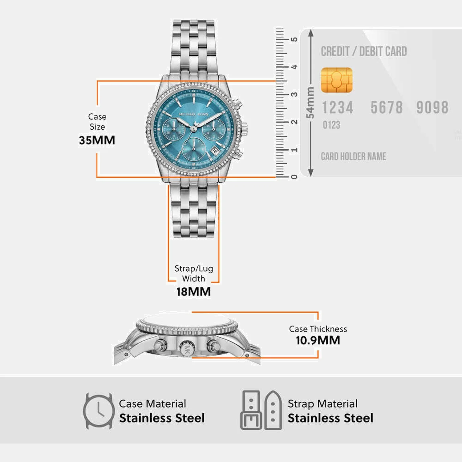 Bryant Women Quartz Blue Dial Analog Stainless Steel Watch MK7539 - Image 6
