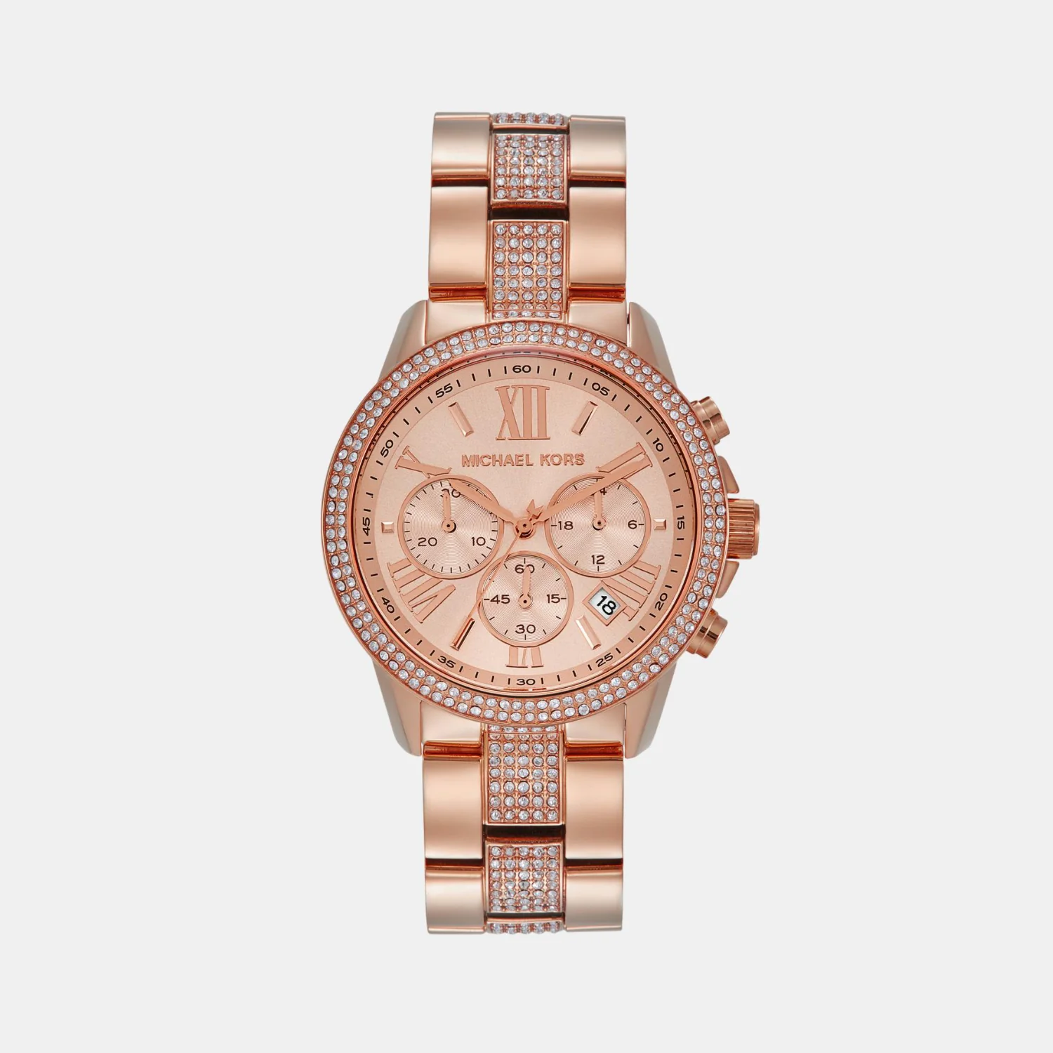 Brynn Women Quartz Rose Gold Dial Chronograph Stainless Steel Watch MK7505 - Image 2