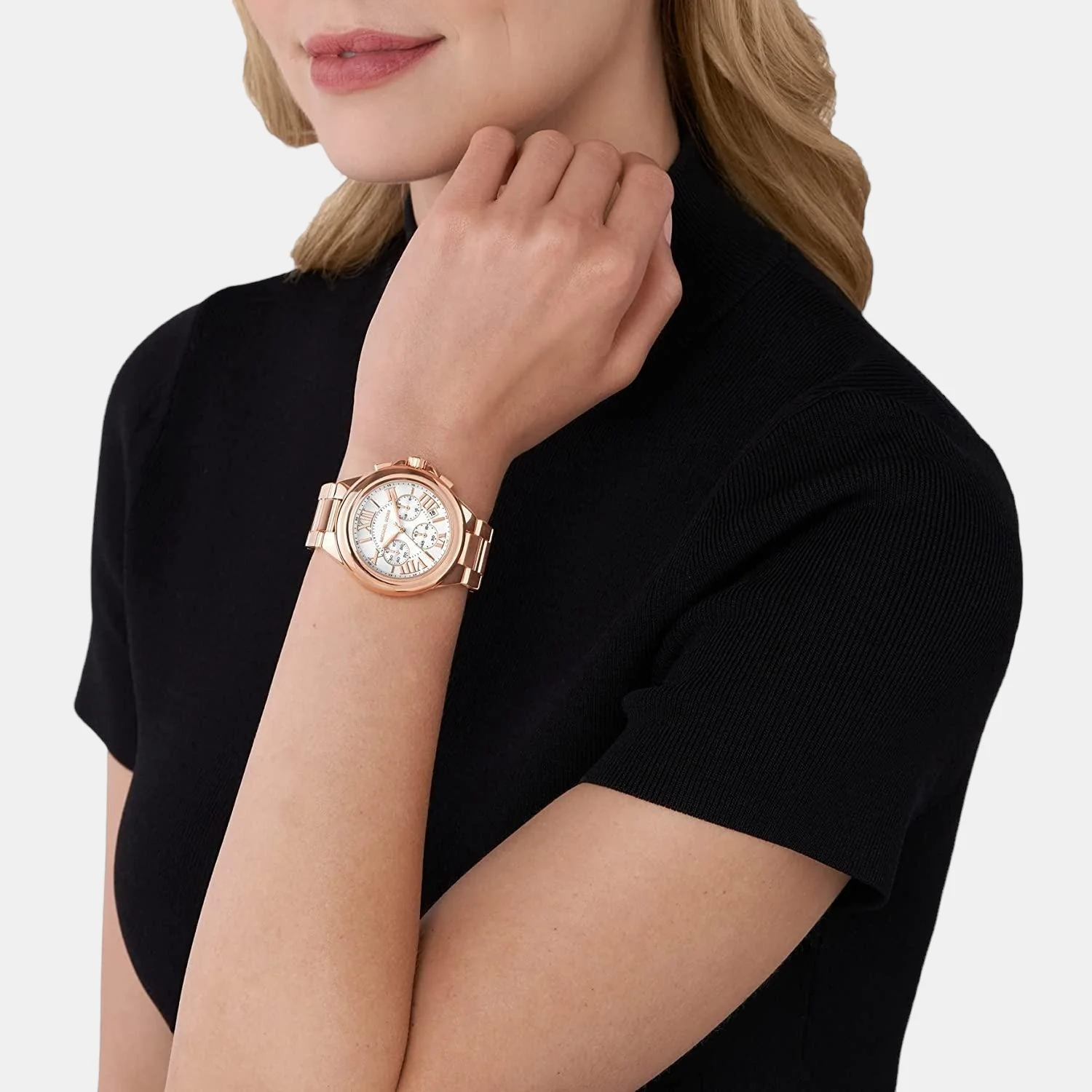 Camille Women Quartz Rose Gold Dial Chronograph Stainless Steel Watch MK7271 - Image 4