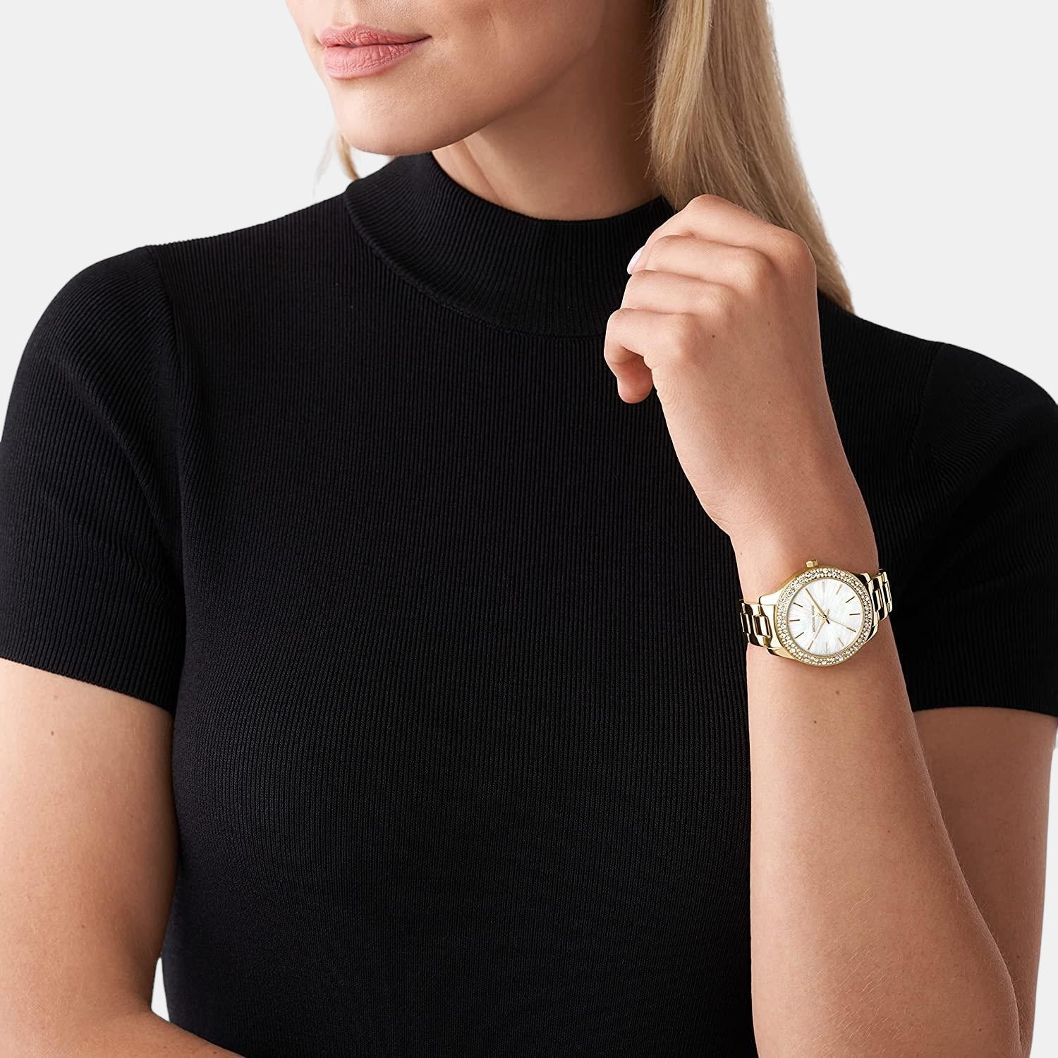 Darci Women Quartz White Dial Analog Mesh Watch MK4519 - Image 4