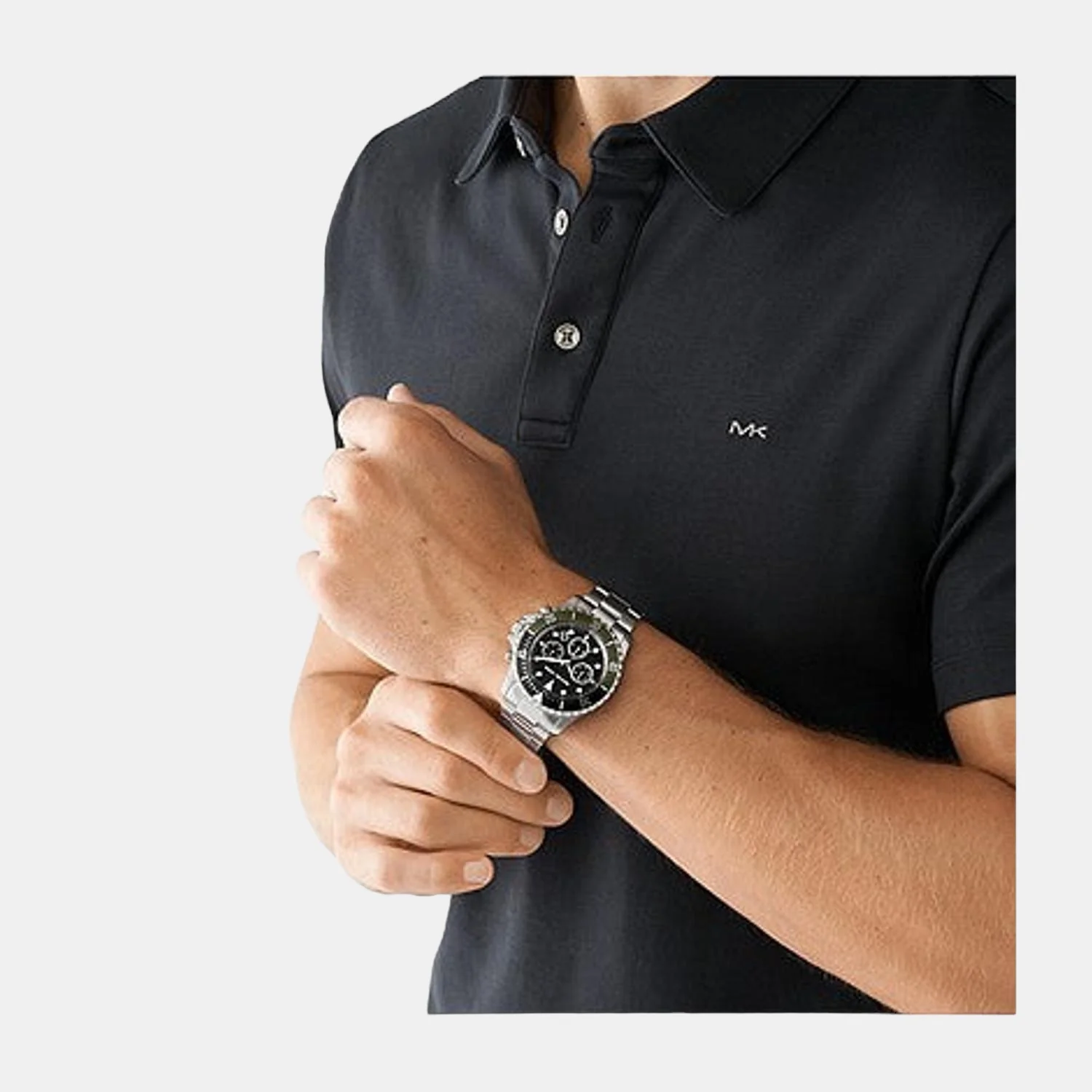 Everest Men Quartz Black Dial Chronograph Stainless Steel Watch MK8976 - Image 5