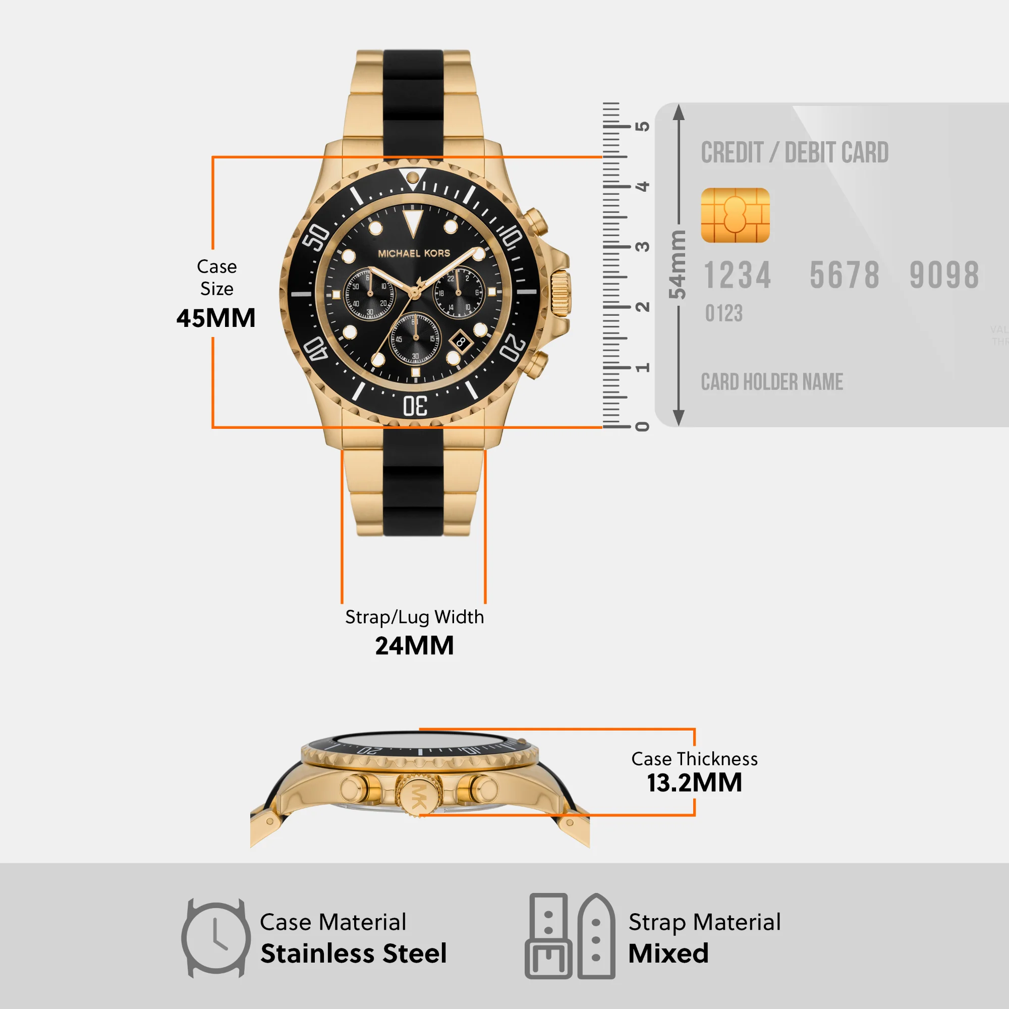 Everest Men Quartz Black Dial Chronograph Stainless Steel Watch MK8979 - Image 8