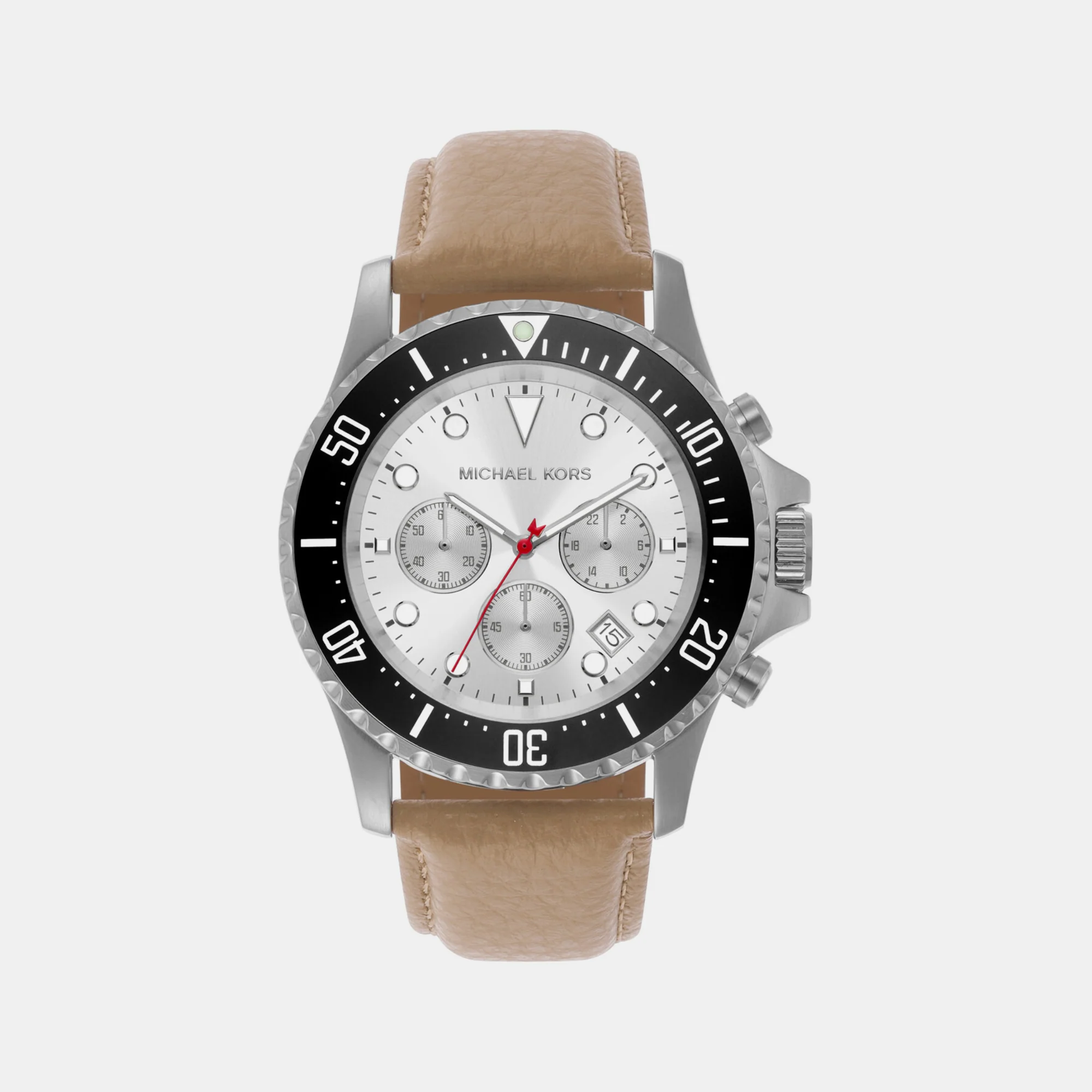 Everest Men Quartz White Dial Chronograph Leather Watch MK9092