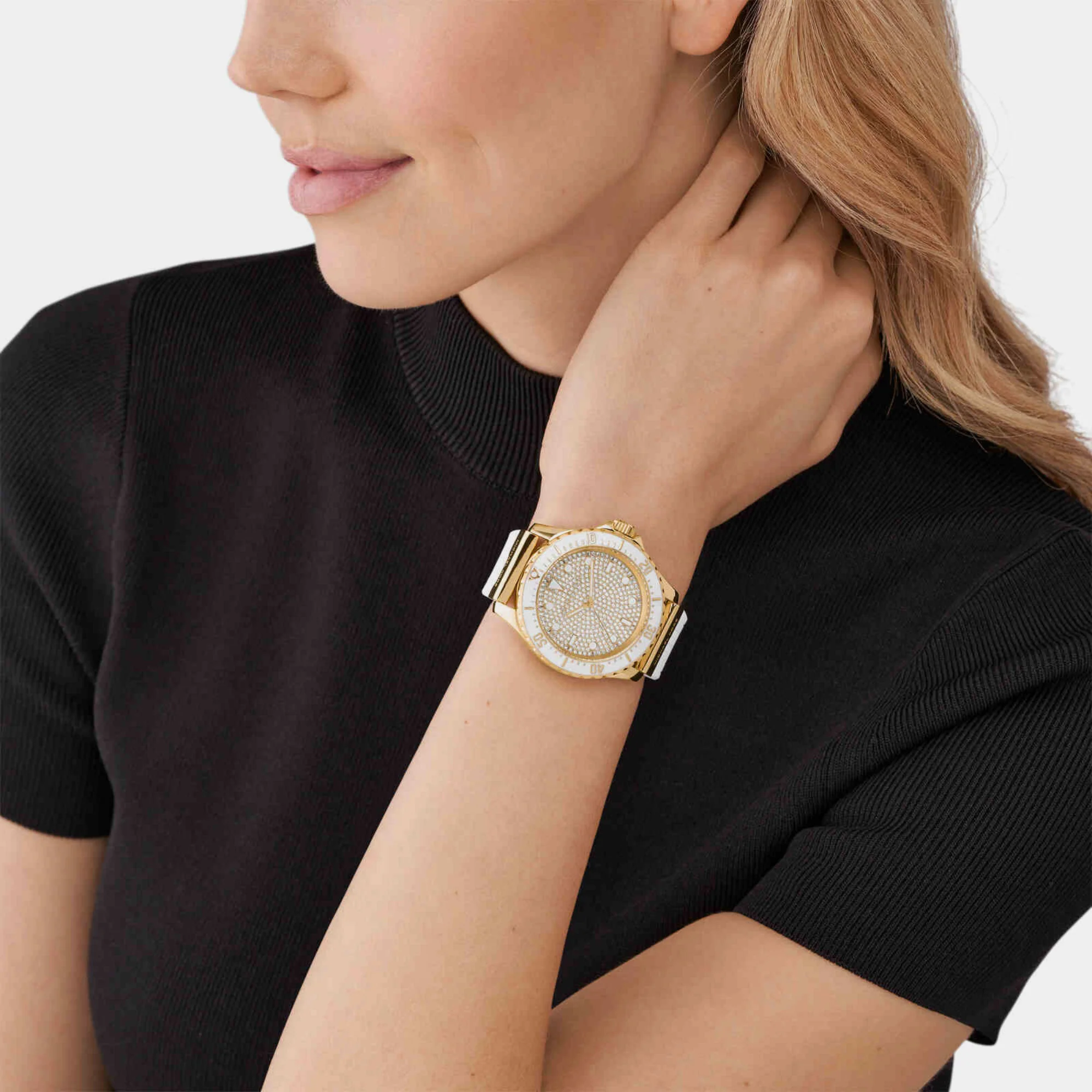 Everest Women Quartz Gold Dial Analog Silicone Watch MK7357 - Image 3