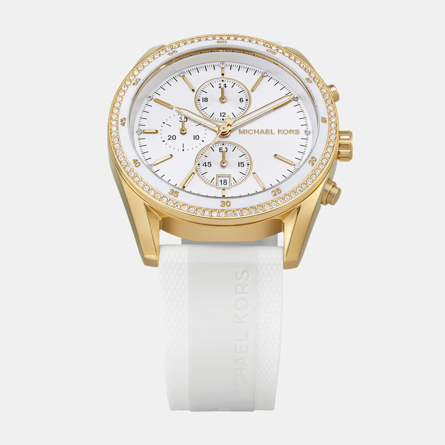 Hadyn Women Quartz White Dial Chronograph Silicone Watch MK7484 - Image 3