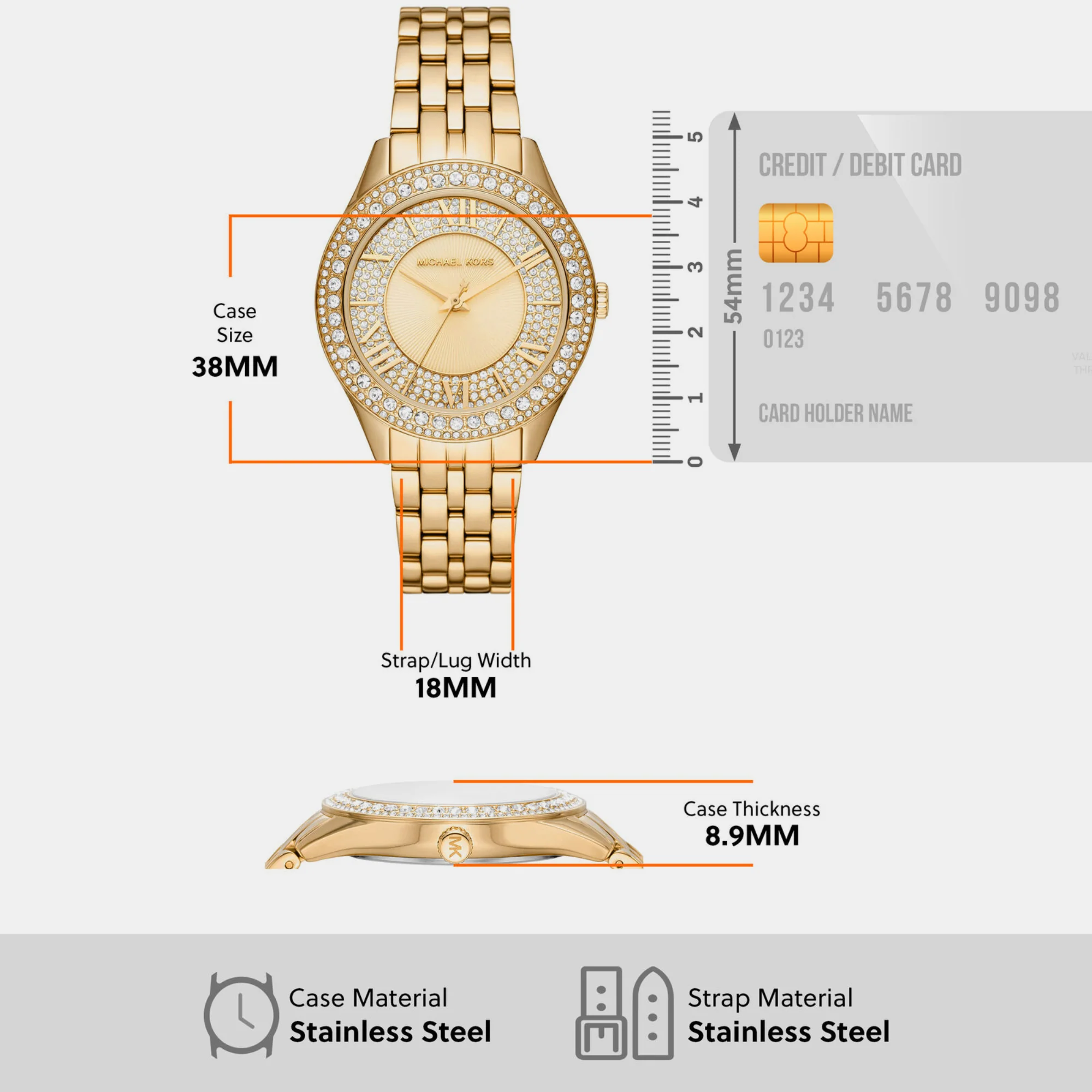 Harlowe Women Quartz Gold Dial Analog Stainless Steel Watch MK4709 - Image 5