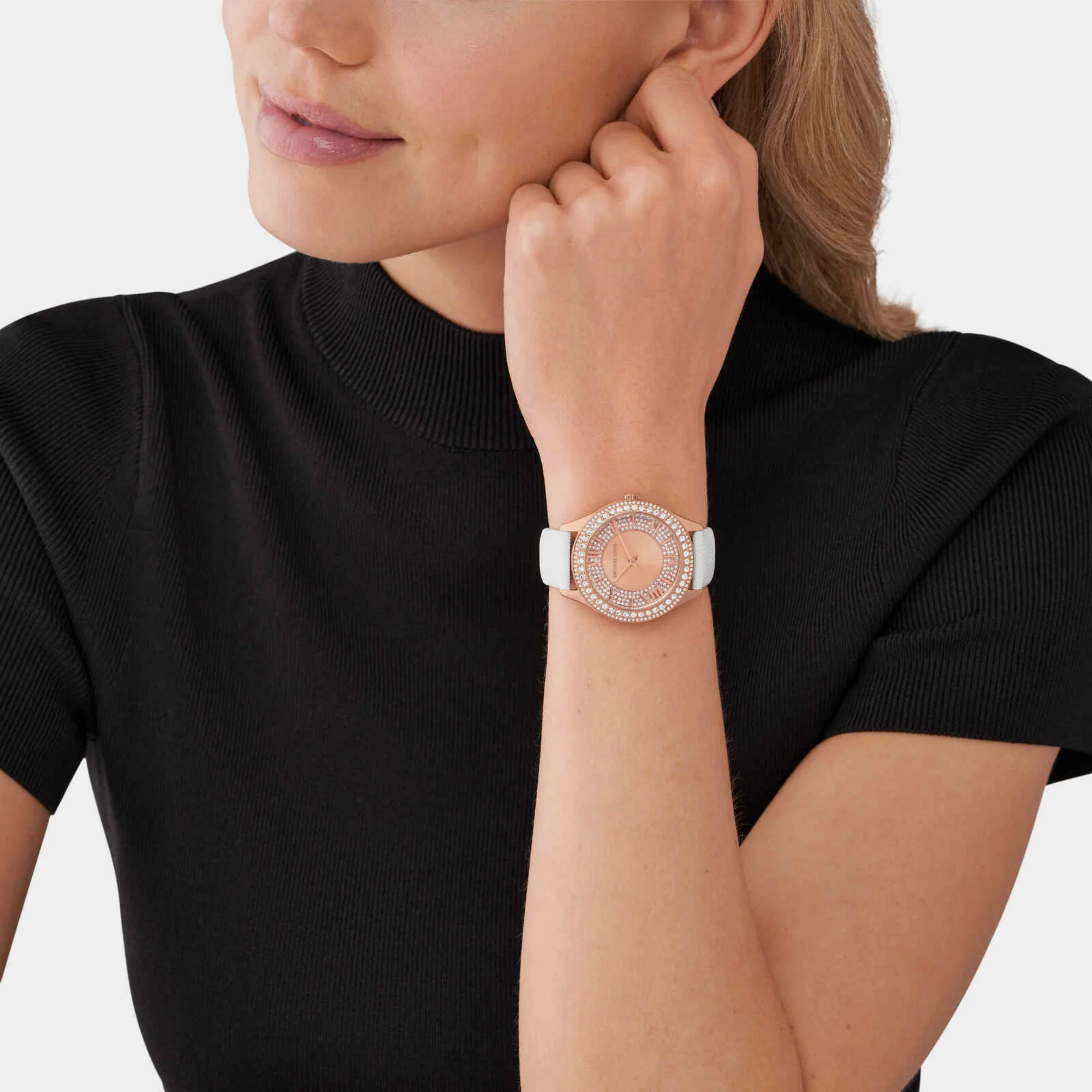Harlowe Women Quartz Rose Gold Dial Analog Leather Watch MK2989 - Image 3