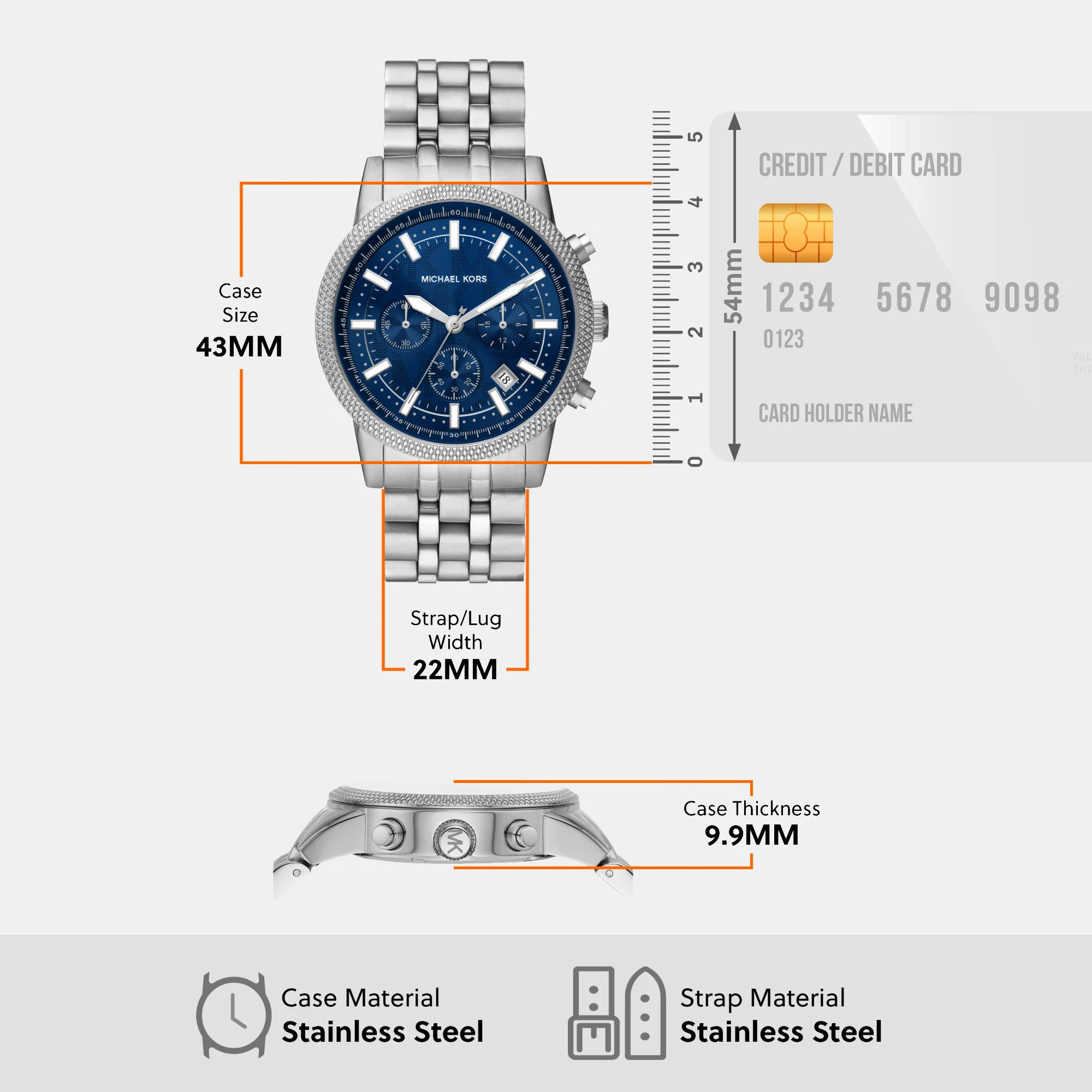 Hutton Men Quartz Blue Dial Chronograph Stainless Steel Watch MK8952 - Image 11