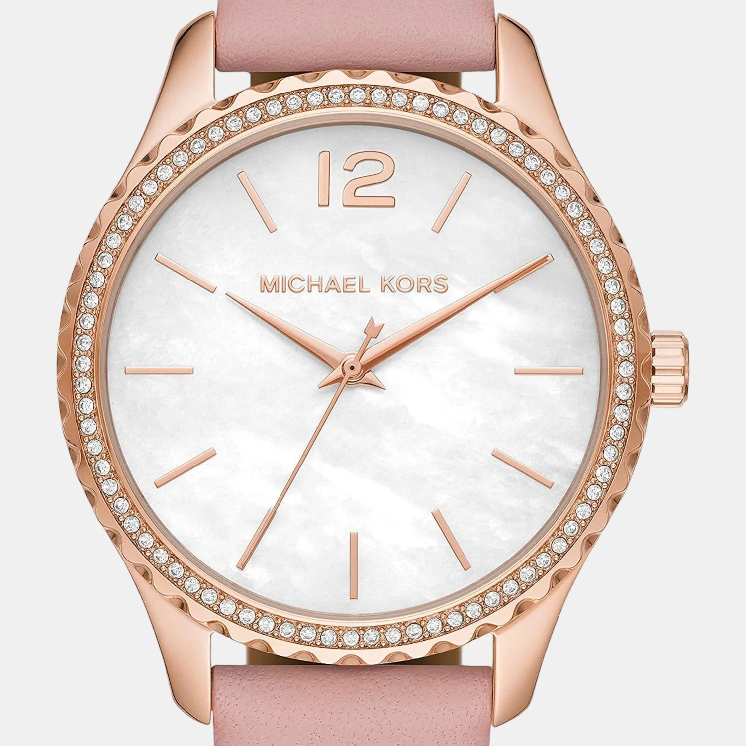 Layton Women Quartz Mother Of Pearl Dial Analog Leather Watch MK2909 - Image 4